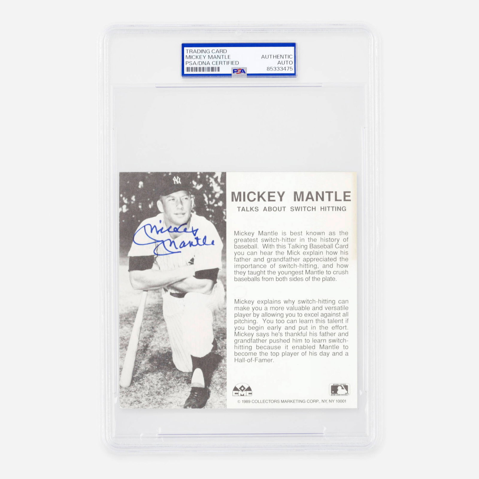 1989 CMC Mickey Mantle Talking Baseball Card PSA/DNA Authentic Autograph (1 of 2)