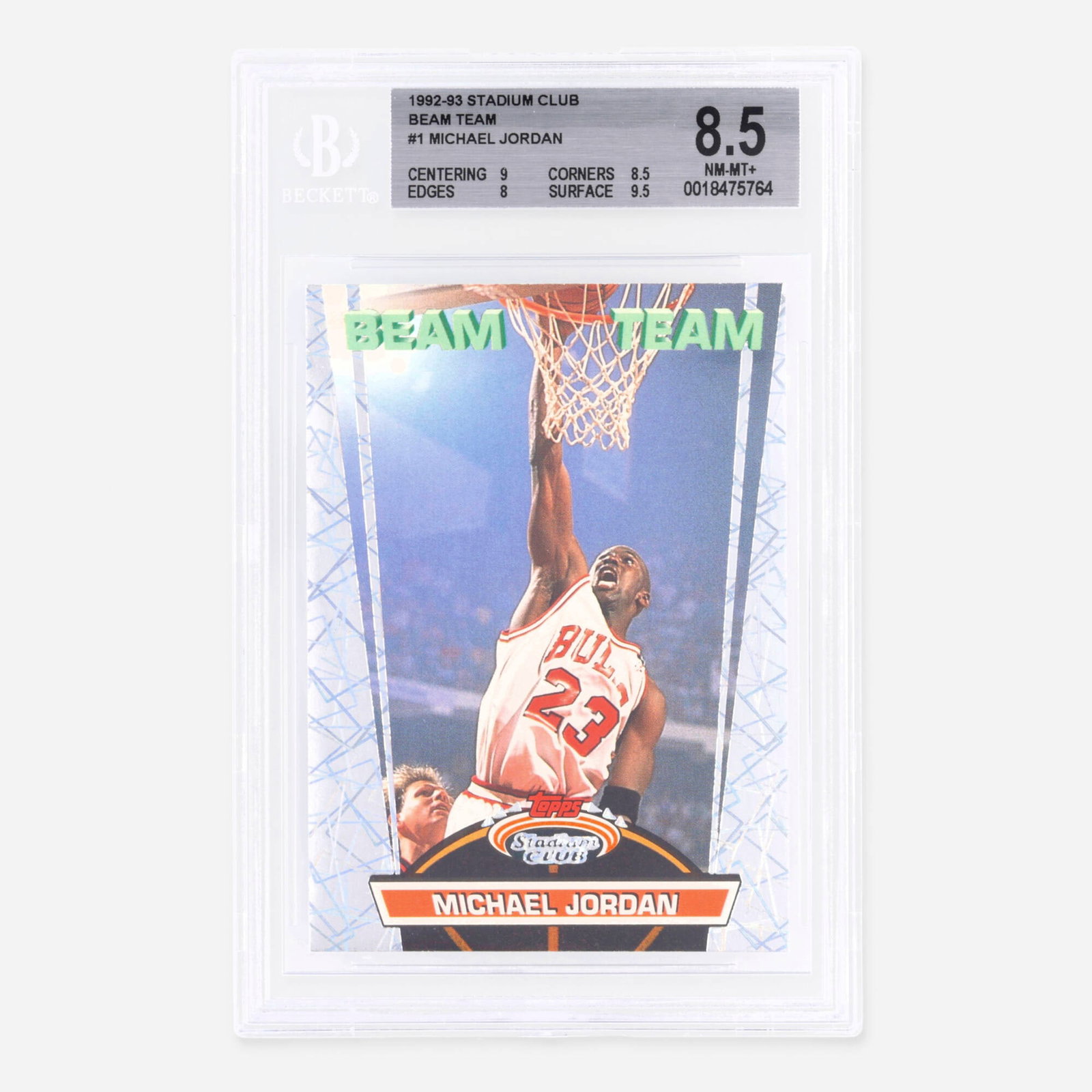 1992-1993 Stadium Club Basketball Beam Team #1 Michael Jordan BGS 8.5 (1 of 2)