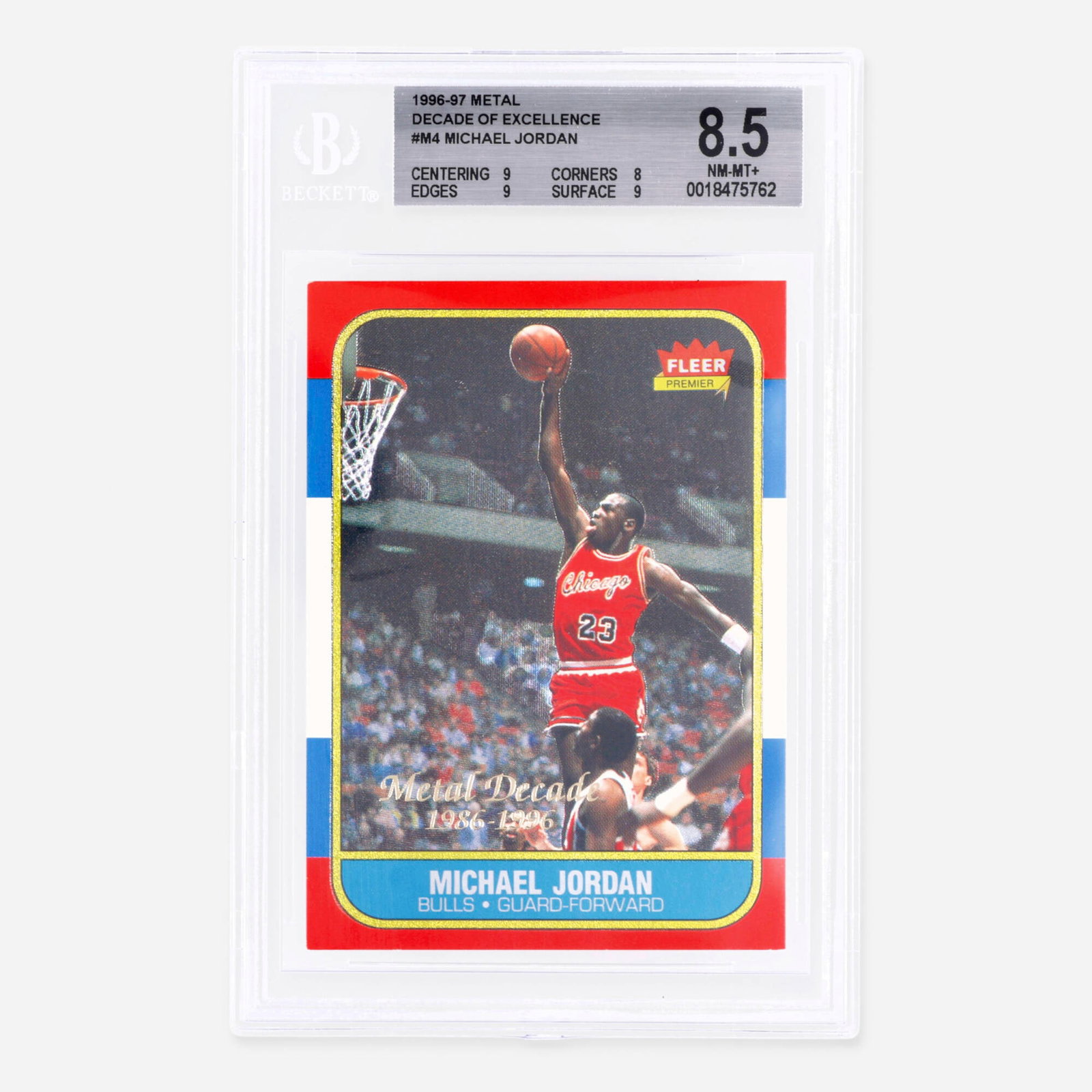 1996-1997 Fleer Metal Decade of Excellence Basketball #M4 Michael Jordan BGS 8.5 (1 of 2)