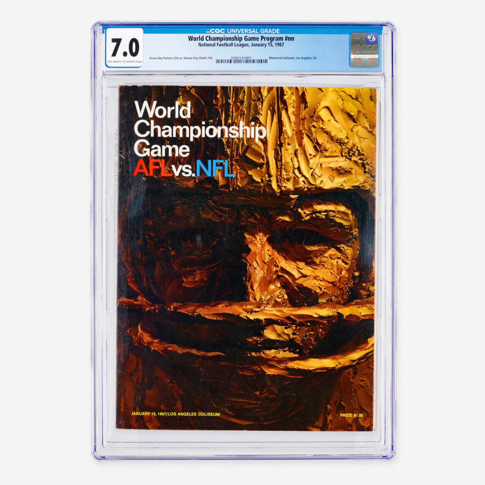 1967 National Football League World Championship Game Program [Super Bowl I] #nn CGC 7.0 (1 of 2)