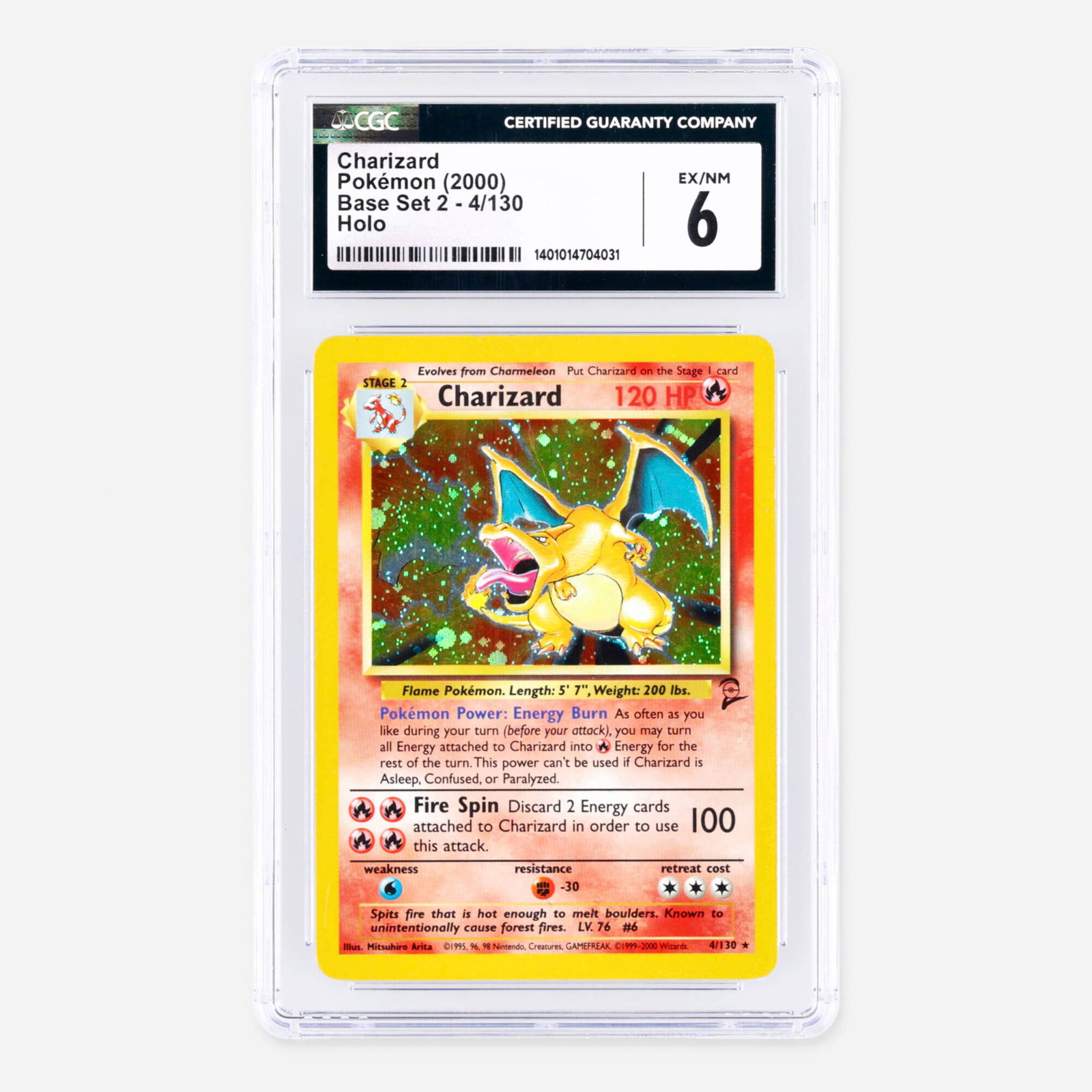 2000 Pokemon Base Set 2 4/130 Charizard Holo Trading Card CGC 6 (1 of 2)