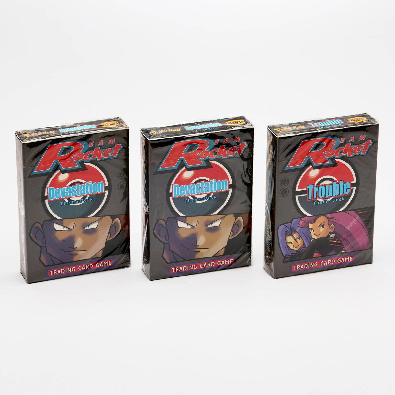 Three 2000 Pokemon Team Rocket Devastation and Trouble Theme Deck Group Factory Sealed (1 of 2)