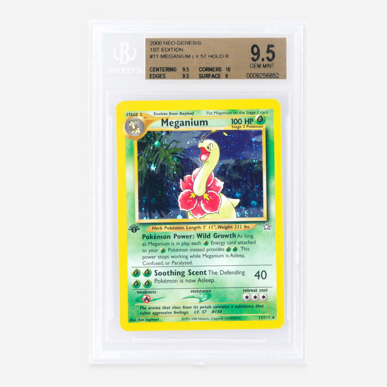 2000 Pokemon Neo Genesis 1st Edition 11/111 Meganium Lv. 57 Holo Rare Trading Card BGS 9.5 (1 of 2)