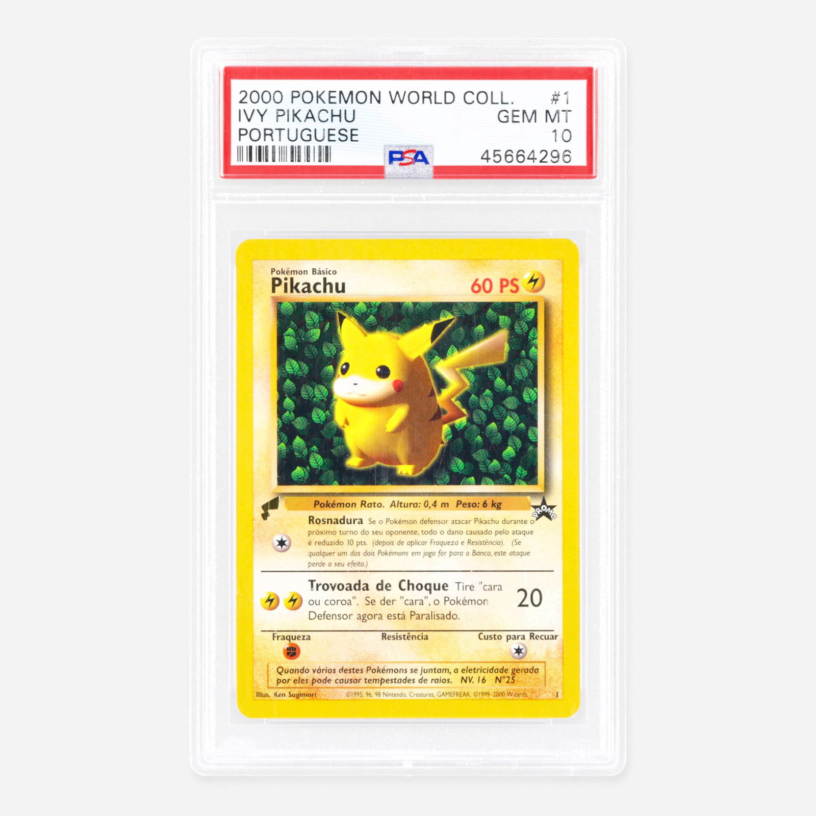2000 Pokemon Portuguese World Collection Black Star Promos 1 Ivy Pikachu Trading Card PSA 10 (1 of 2)