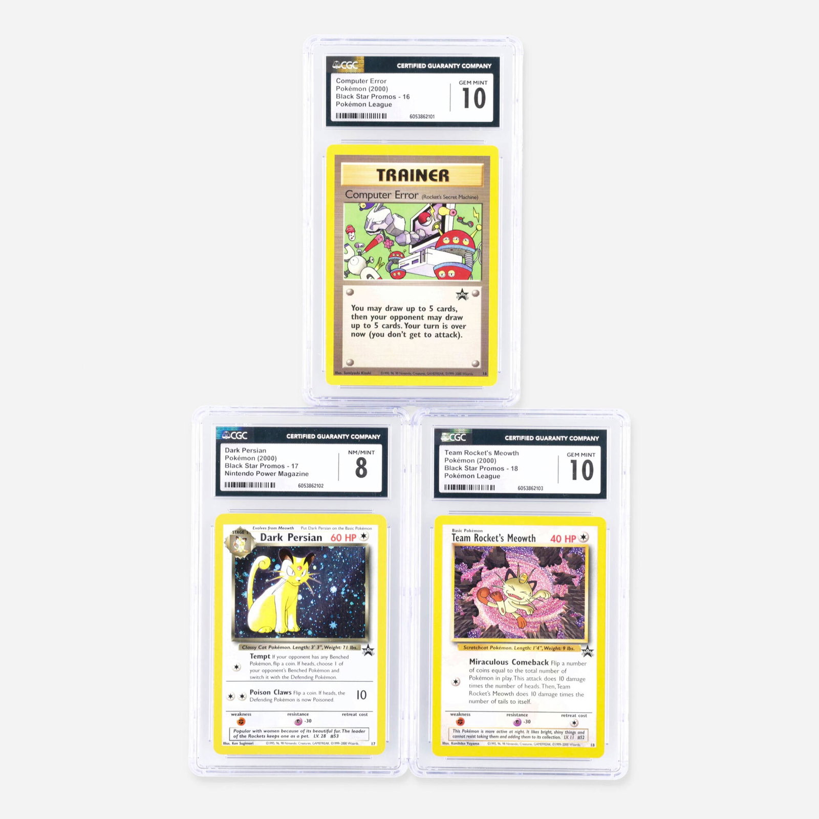 Three 2000 Pokemon Black Star Promos CGC Trading Card Group (1 of 2)