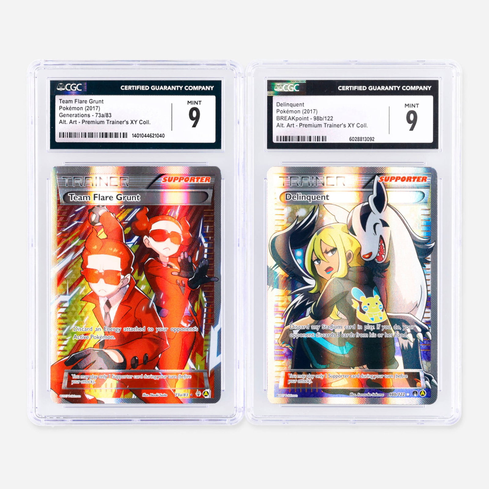 Pokemon BREAKpoint 98b/122 Delinquentand Generations Team Flare Grunt Alt. Art Premium Trainer's XY: Two 2017 Pokemon BREAKpoint 98b/122 Delinquentand Generations 73a/83 Team Flare Grunt Alt. Art Premium Trainer's XY Collection CGC 9 Trading Card Group USA, 2017 2017 Pokemon BREAKpoint 98b/122 Delinq