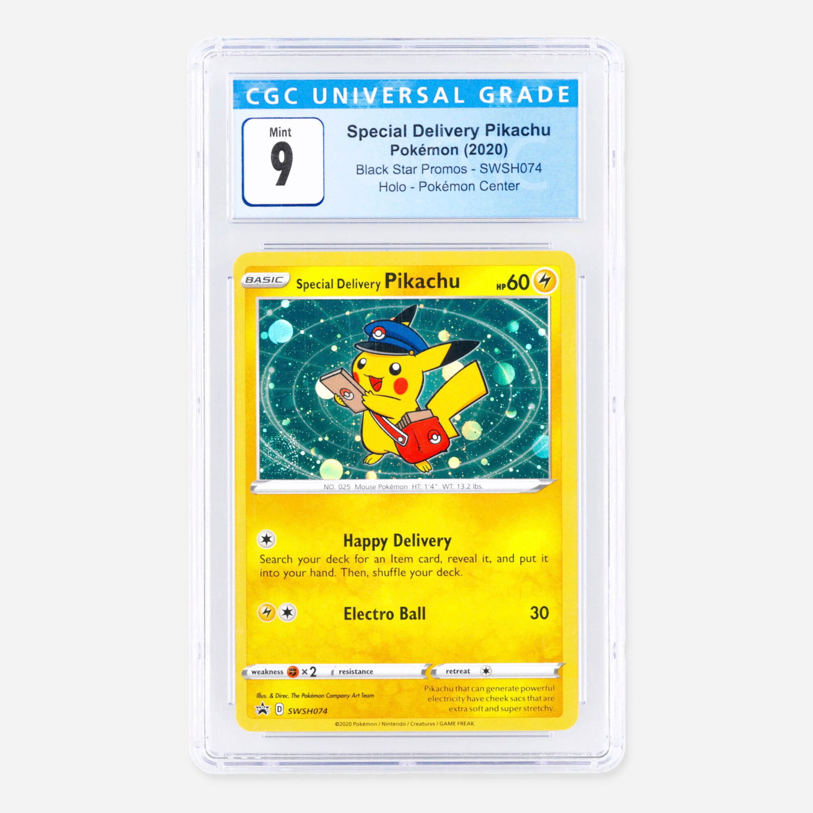 2020 Pokemon Black Star Promos SWSH074 Special Delivery Pikachu Holo Pokemon Center Purchase (1 of 2)