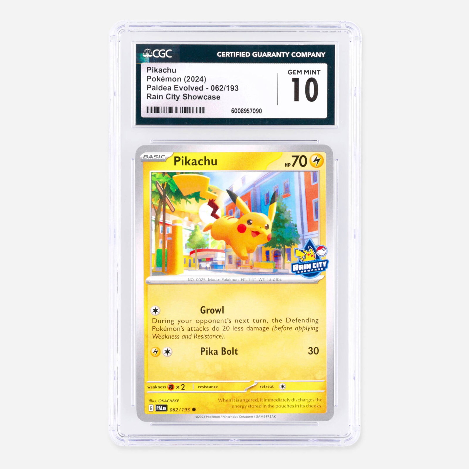 2024 Pokemon Paldea Evolved 062/193 Pikachu Rain City Showcase Trading Card CGC 10 (1 of 2)