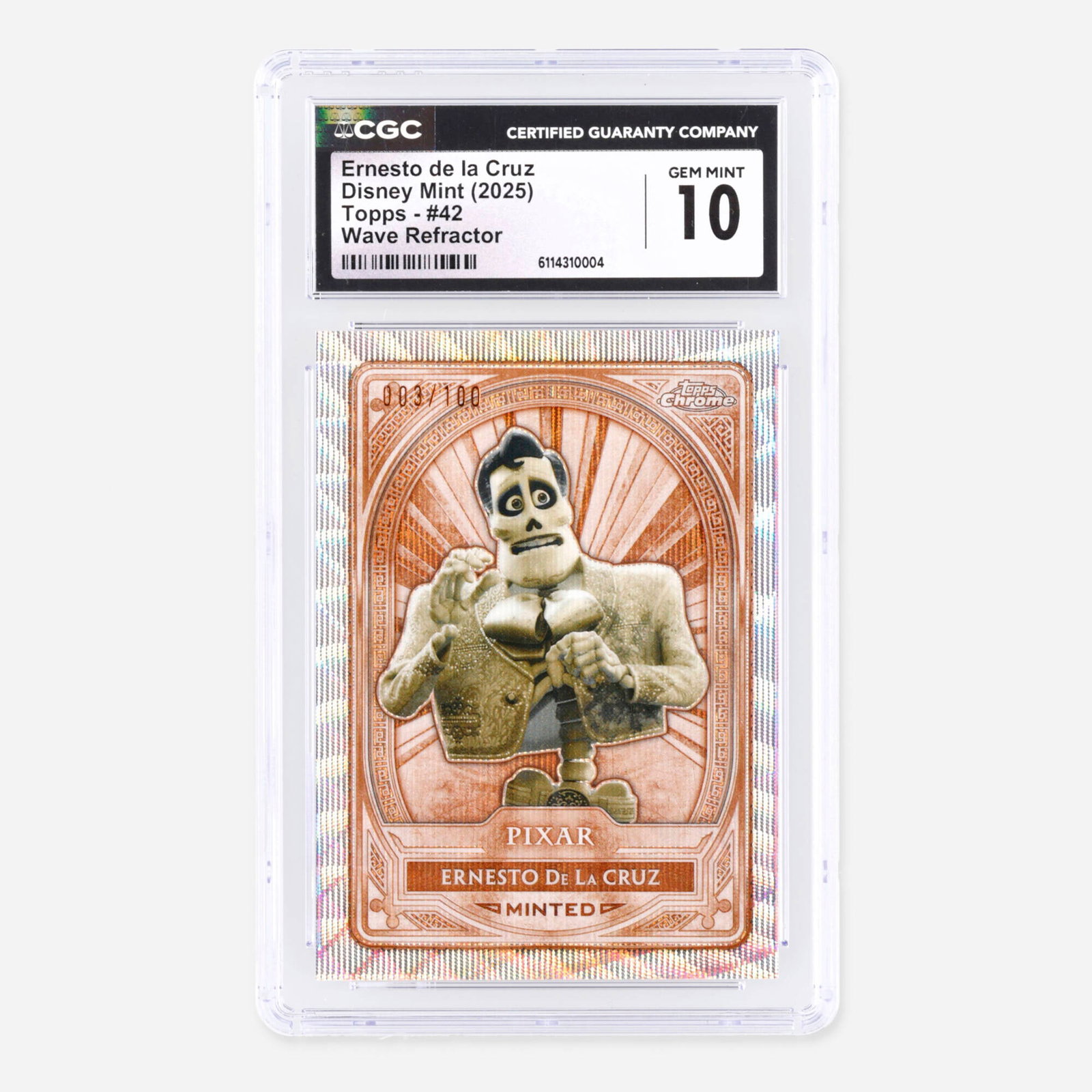 2025 Topps Chrome Disney Mint #42 Ernesto de la Cruz Wave Refractor Trading Card CGC 10 (1 of 2)