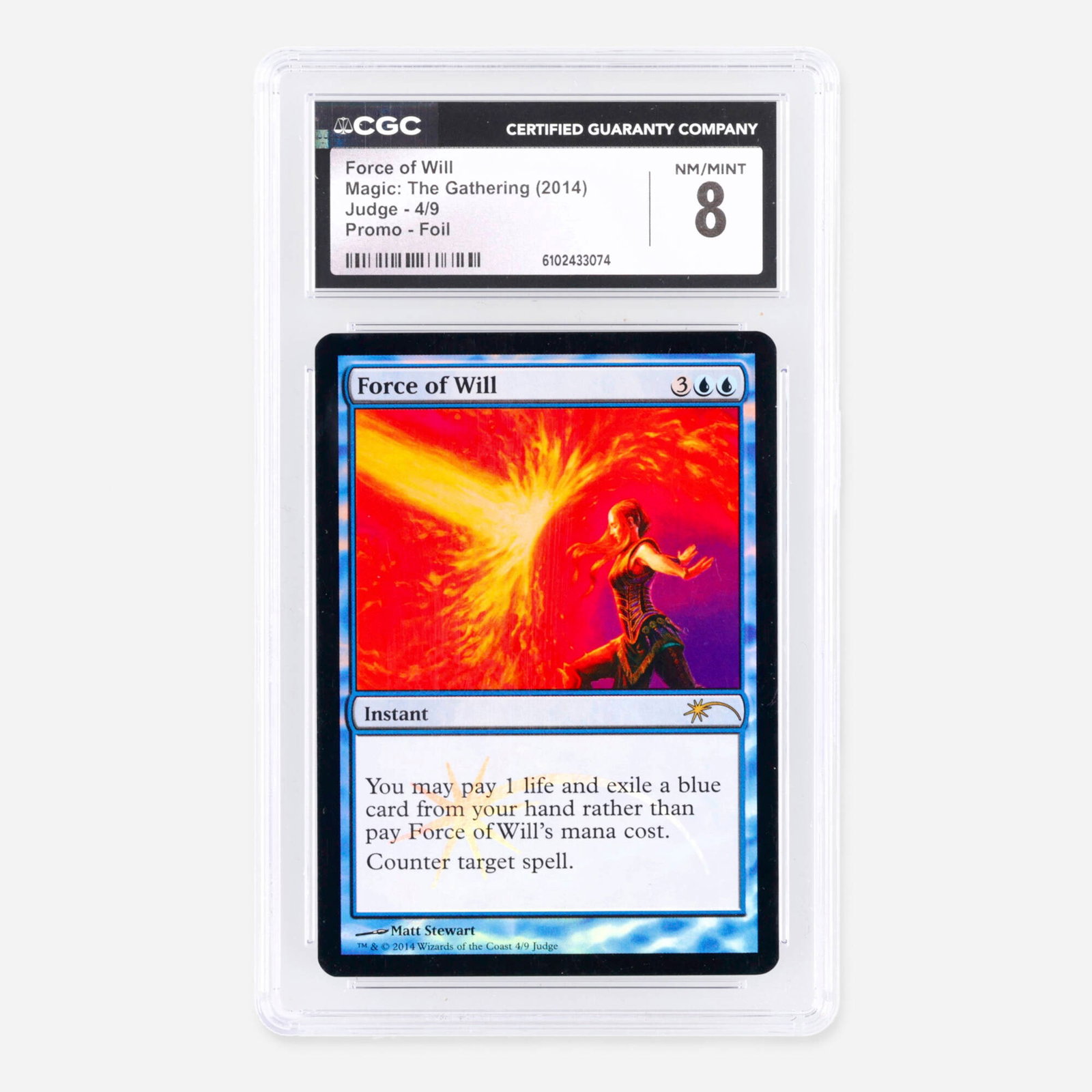 2014 Magic: The Gathering Judge 4/9 Force of Will Promo Foil Trading Card CGC 8 (1 of 2)