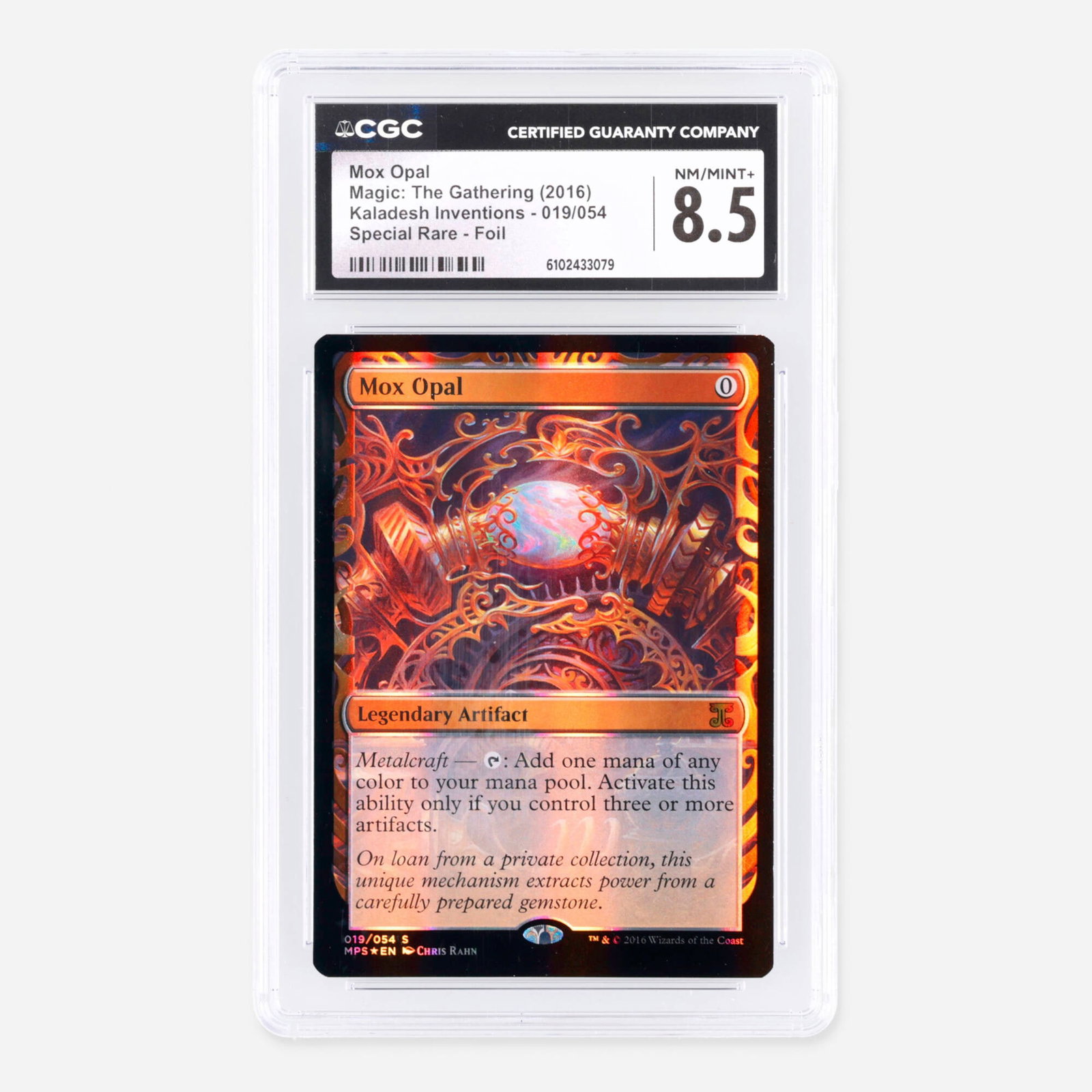 Magic: The Gathering Kaladesh Inventions 019/054 Mox Opal Special Rare Foil: 2016 Magic: The Gathering Kaladesh Inventions 019/054 Mox Opal Special Rare Foil Trading Card CGC 8.5 USA, 2016 CGC#: 6102433079 Population: 13 In 8.5, 9 Higher