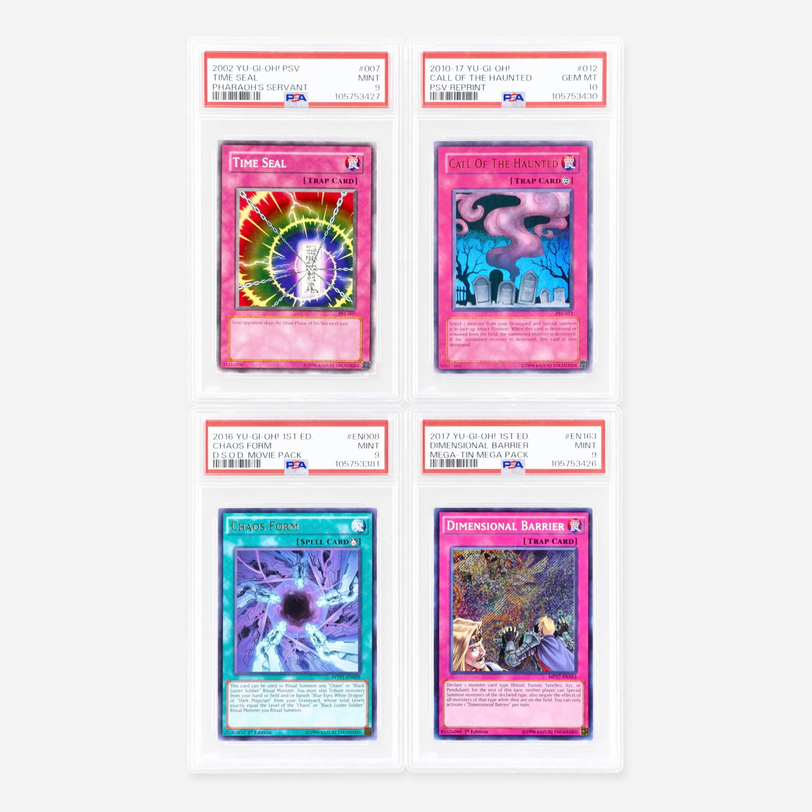 Four 2002-17 Yu-Gi-Oh! PSA Trading Card Group (1 of 2)
