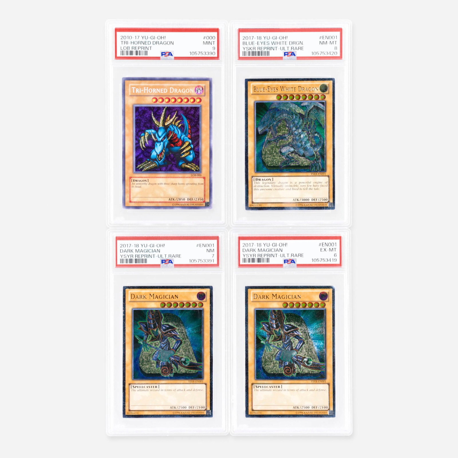 Four 2010-18 Yu-Gi-Oh! Reprint PSA Trading Card Group (1 of 2)
