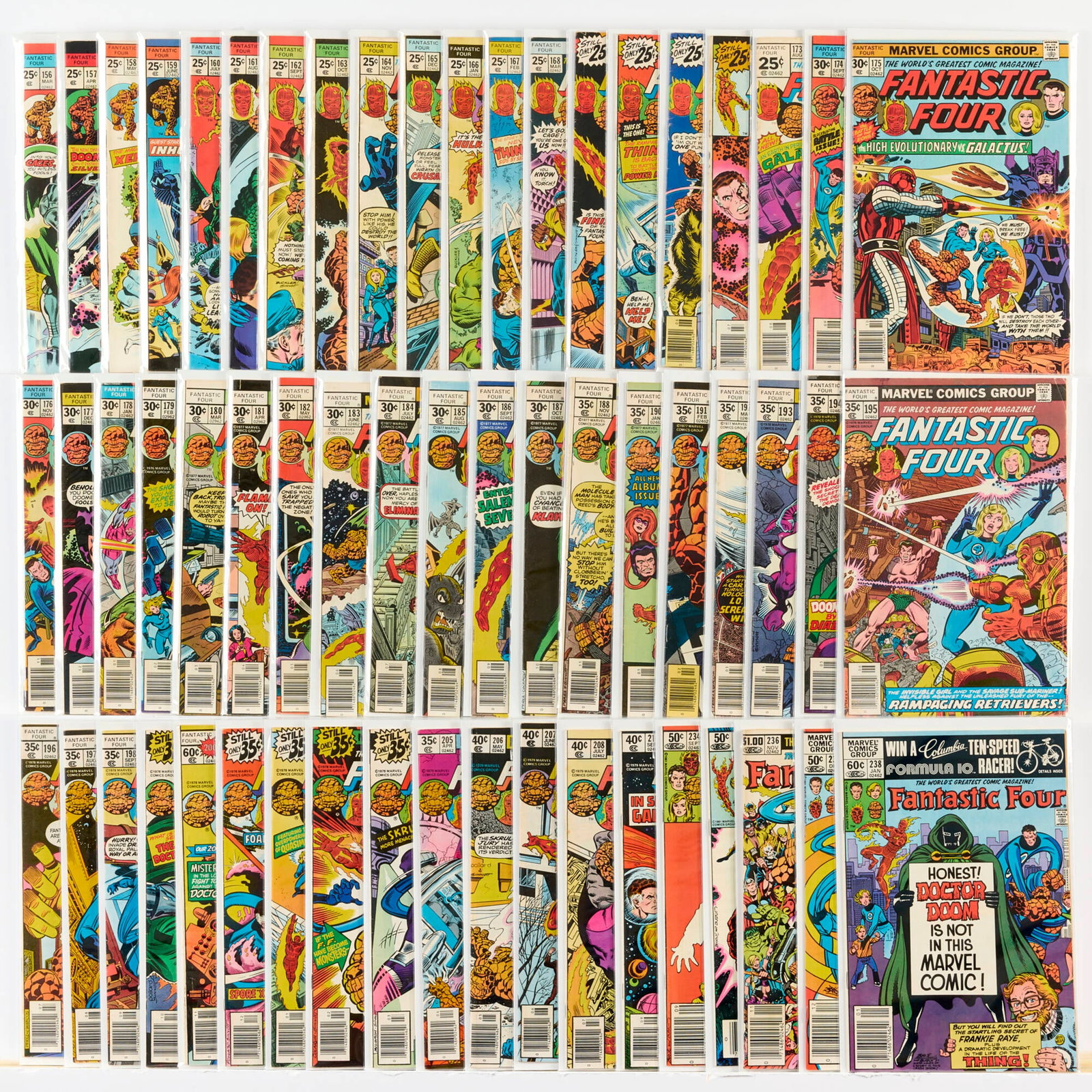 58 Marvel Comics Fantastic Four #156-#238 Group: 58 Marvel Comics Fantastic Four #156-#238 Group USA, 20th Century Group includes: Marvel Comics Fantastic Four #156-#188, #190-#208, #210, #234-#238 (Grades range 4.0-6.0). The following issues are