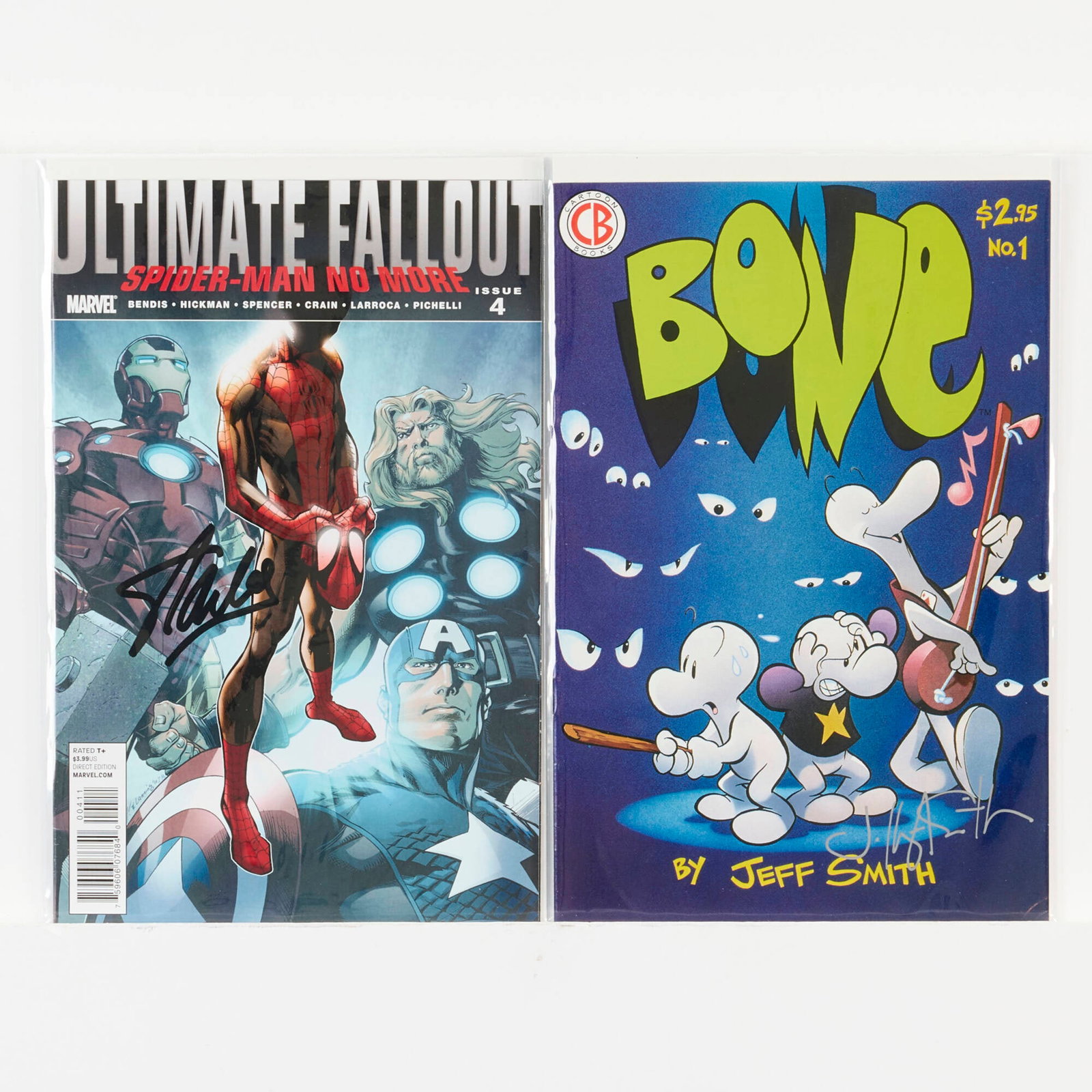 Two Cartoon Books and Marvel Comics Bone #1 and Ultimate Fallout #4 Signed Group (1 of 1)