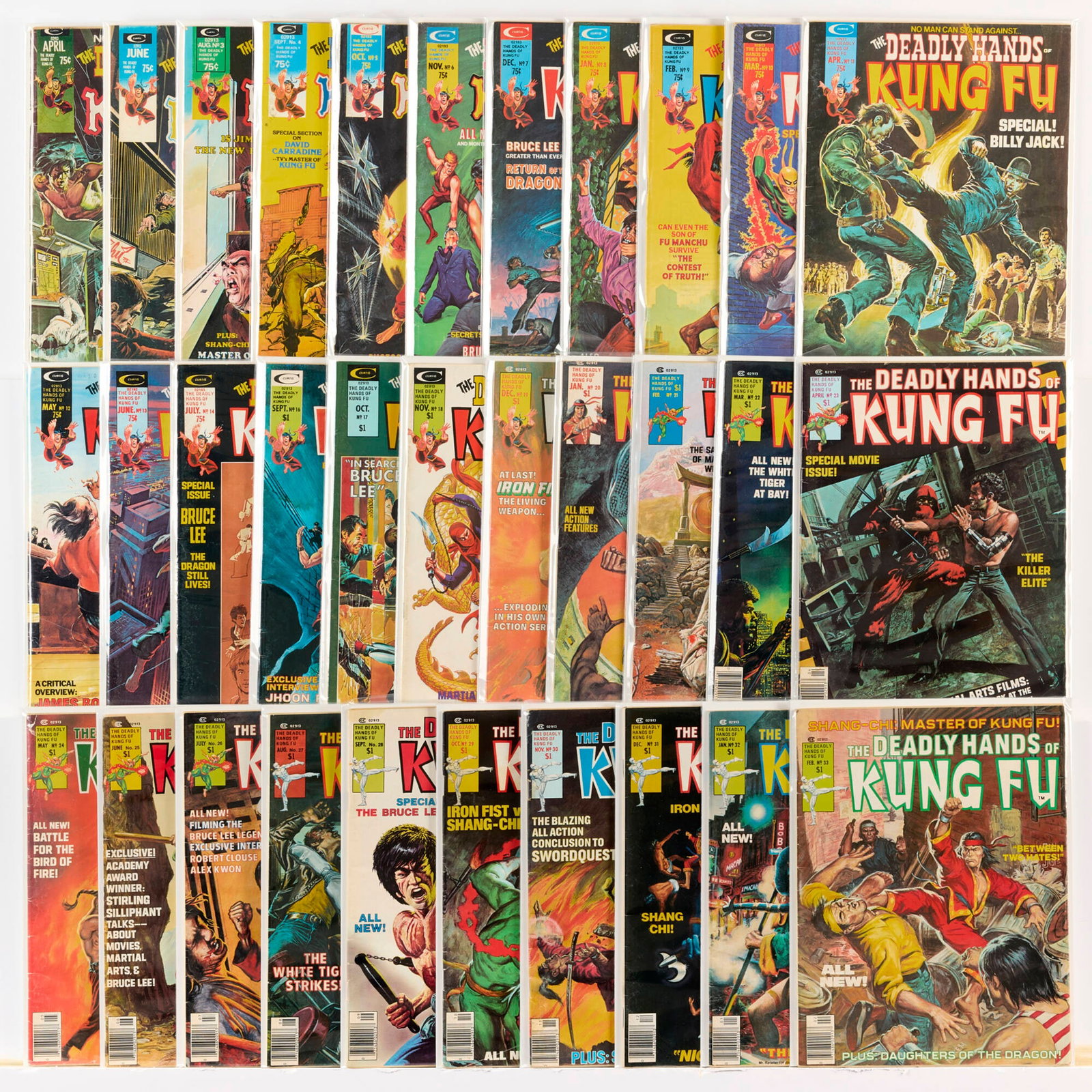 32 Marvel Comics Deadly Hands of Kung Fu Magazine #1-#33 Group (1 of 1)