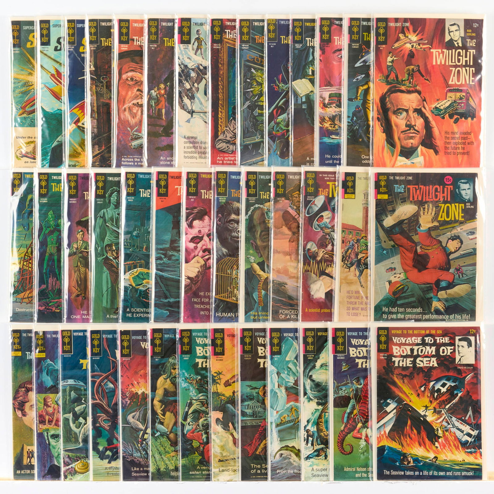 40 Gold Key Mixed Title Group: 40 Gold Key Mixed Title Group USA, 20th Century Group includes: Gold Key Supercar #1, #2 (Grades range 5.0-7.0), #4 (4.0-6.0); Twilight Zone #4, #6 (Grades range 3.0-5.0), #7-#24, #29, #31, #42-#44,