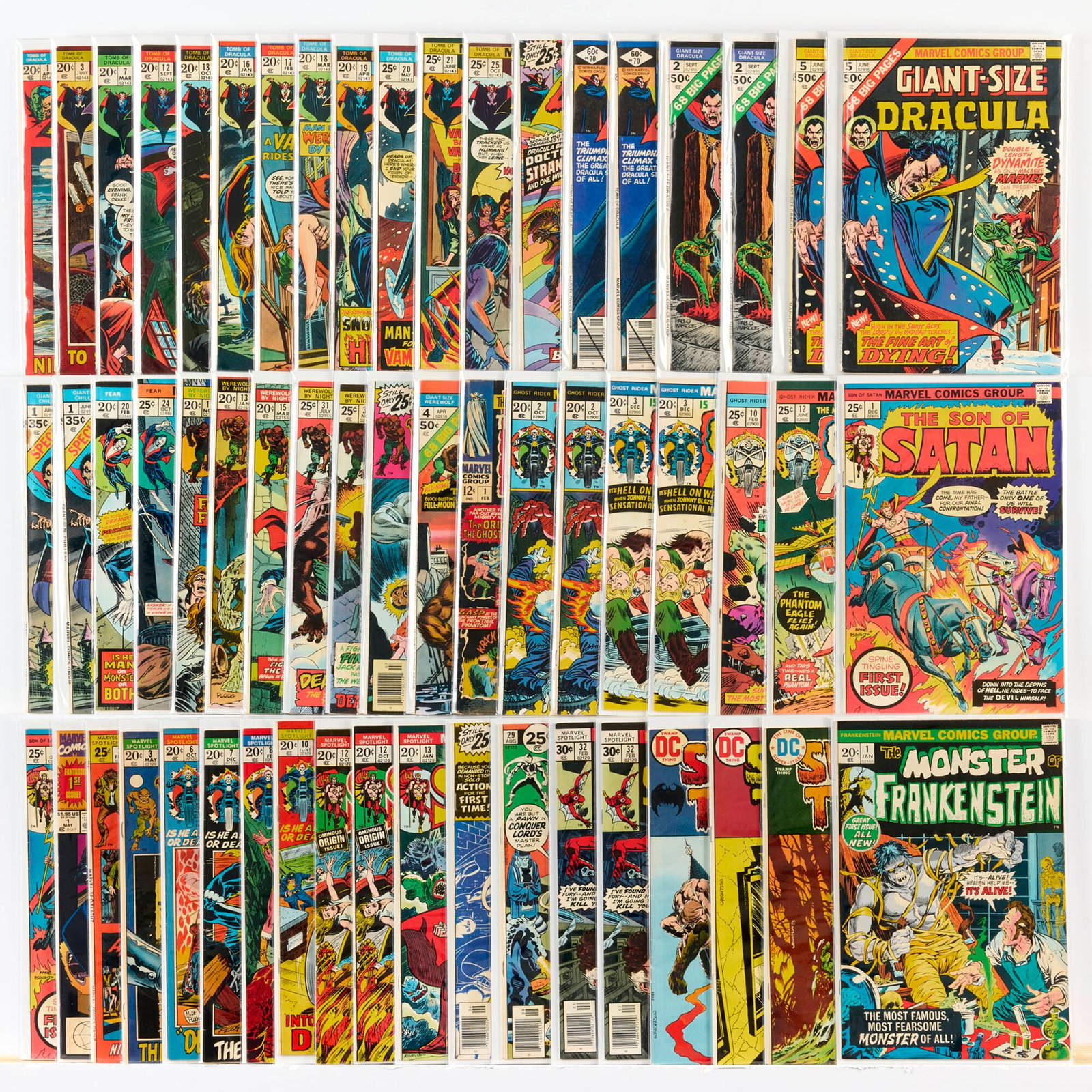 57 Marvel Comics Mixed Title Horror Related Group: 57 Marvel Comics Mixed Title Horror Related Group USA, 20th Century Group includes: Marvel Comics Fear #20, #24 (Grades range 4.0-6.0); Frankenstein #1 (5.0-7.0); Ghost Rider