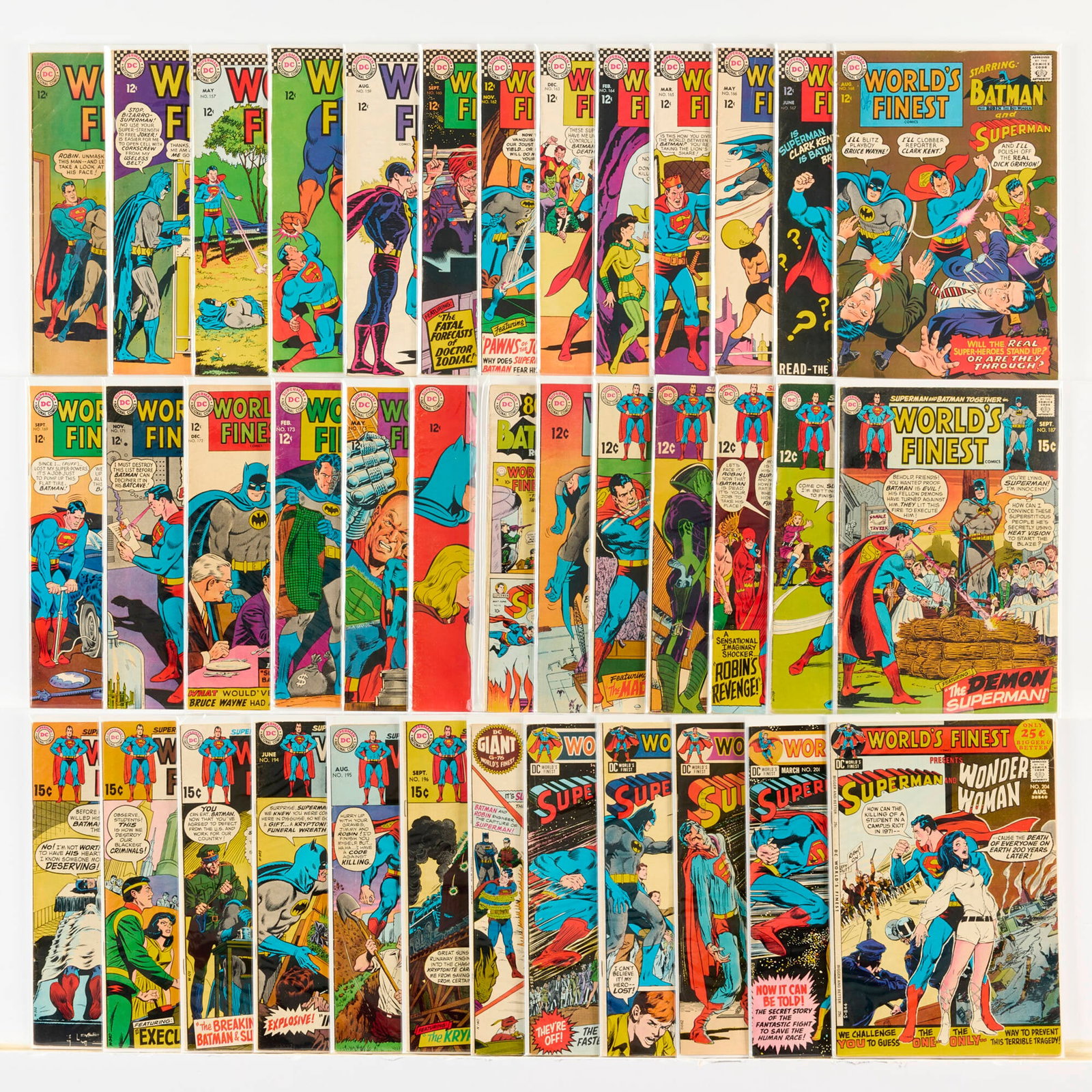 76 DC Comics World's Finest #136-#249 Group: 76 DC Comics World's Finest #136-#249 Group USA, 20th Century Group includes: DC Comics World's Finest #136, #156-#160, #162-#169, #171-#173, #175, #176, #179, #180, #182-#185, #187, #189