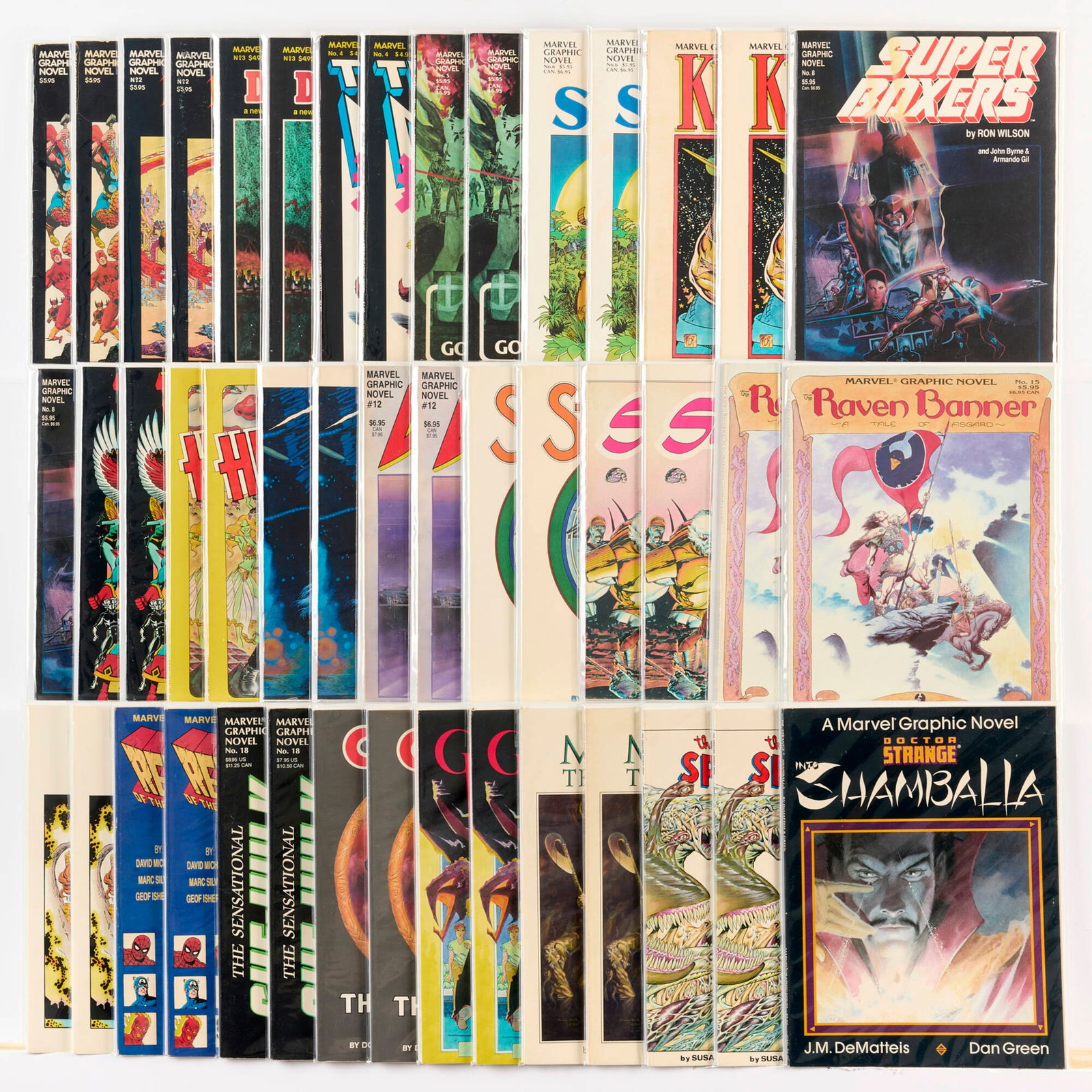 89 Marvel Comics Marvel Graphic Novel Group: 89 Marvel Comics Marvel Graphic Novel Group USA, 20th Century Group includes: Marvel Comics Marvel Graphic Novel #1 (x2), #2 (x2), #3 (x2), #4 (x2), #5 (x2), #6 (x2), #7 (x2), #8 (x2), #9 (x2)