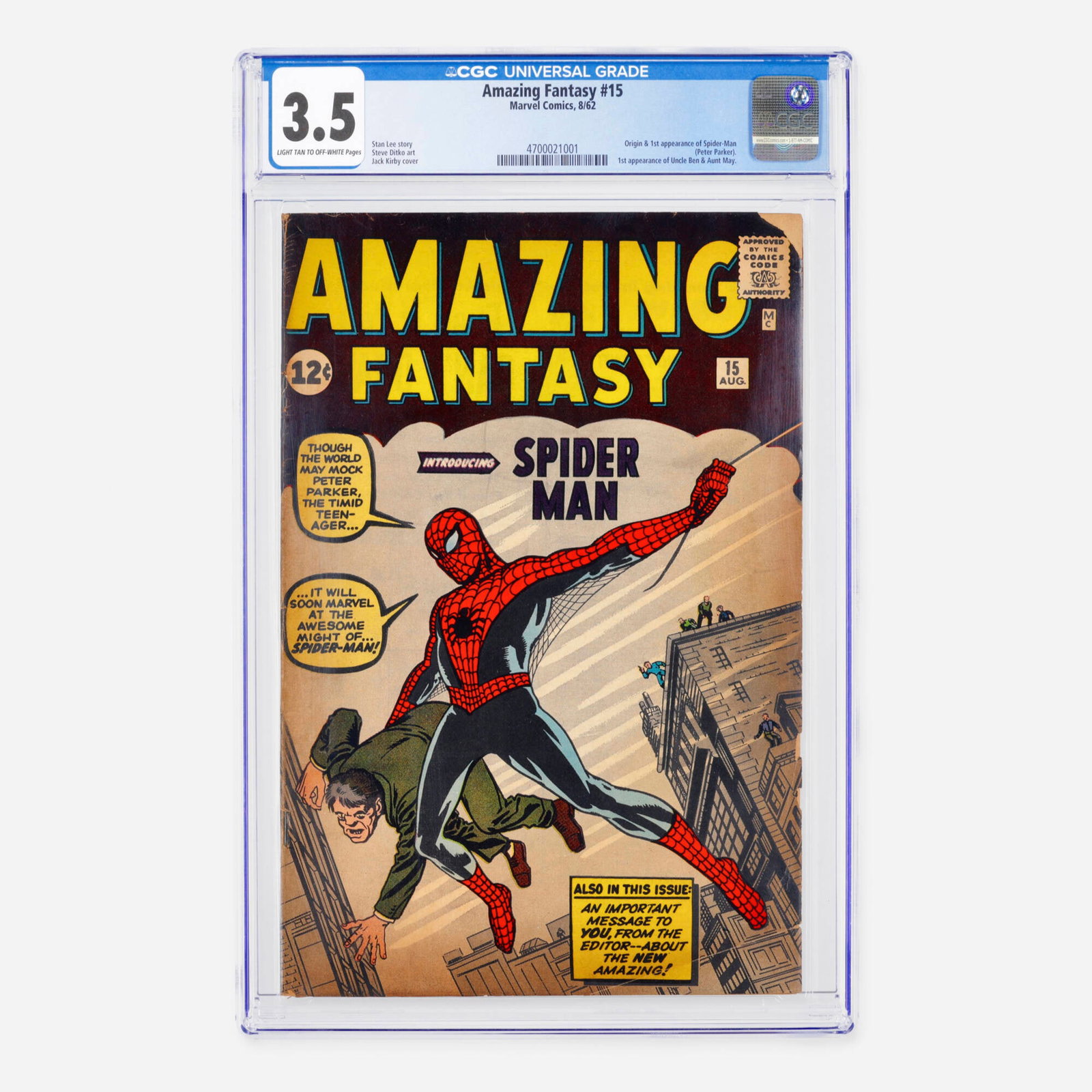 Marvel Comics Amazing Fantasy #15 CGC 3.5 (1 of 2)