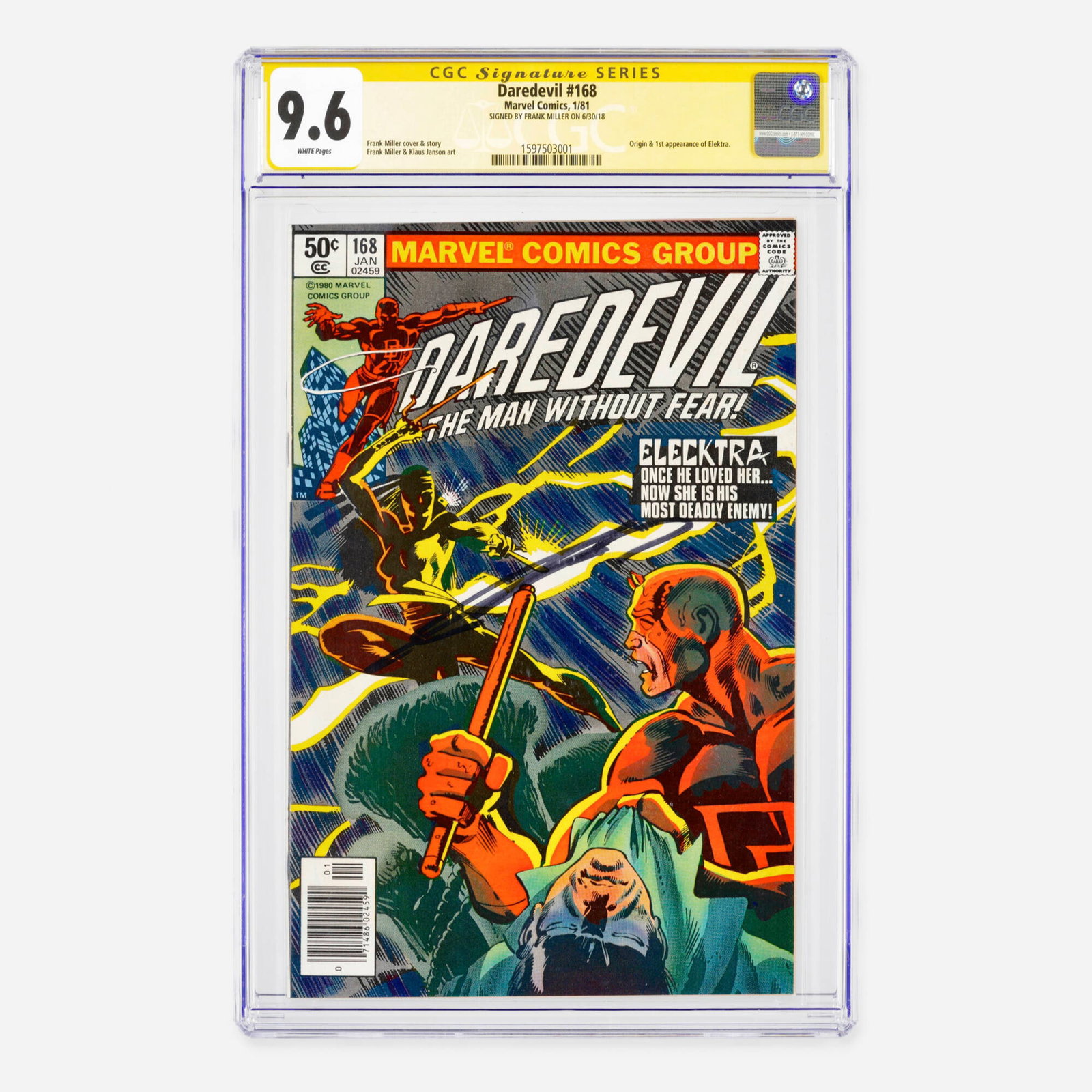 Marvel Comics Daredevil #168 CGC 9.6 Signature Series Frank Miller (1 of 2)