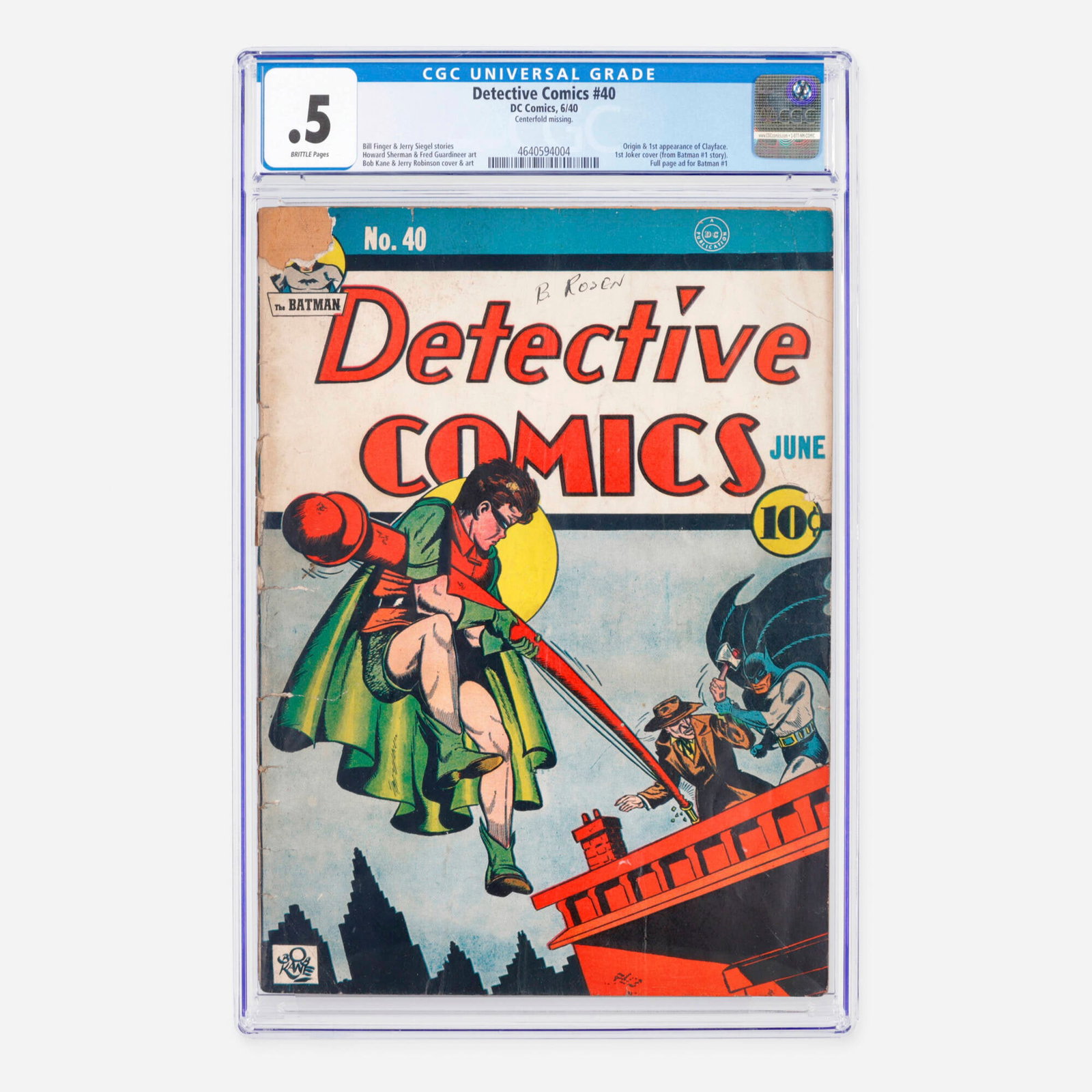 DC Comics Detective Comics #40 CGC 0.5 (1 of 2)