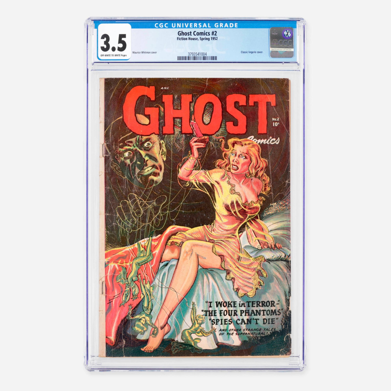 Fiction House Ghost Comics #2 CGC 3.5: Fiction House Ghost Comics #2 CGC 3.5 USA, 1952 This Golden Age horror title is well-known for its classic lingerie cover art. The striking cover was illustrated by Maurice Whitman. CGC#: 3793541004