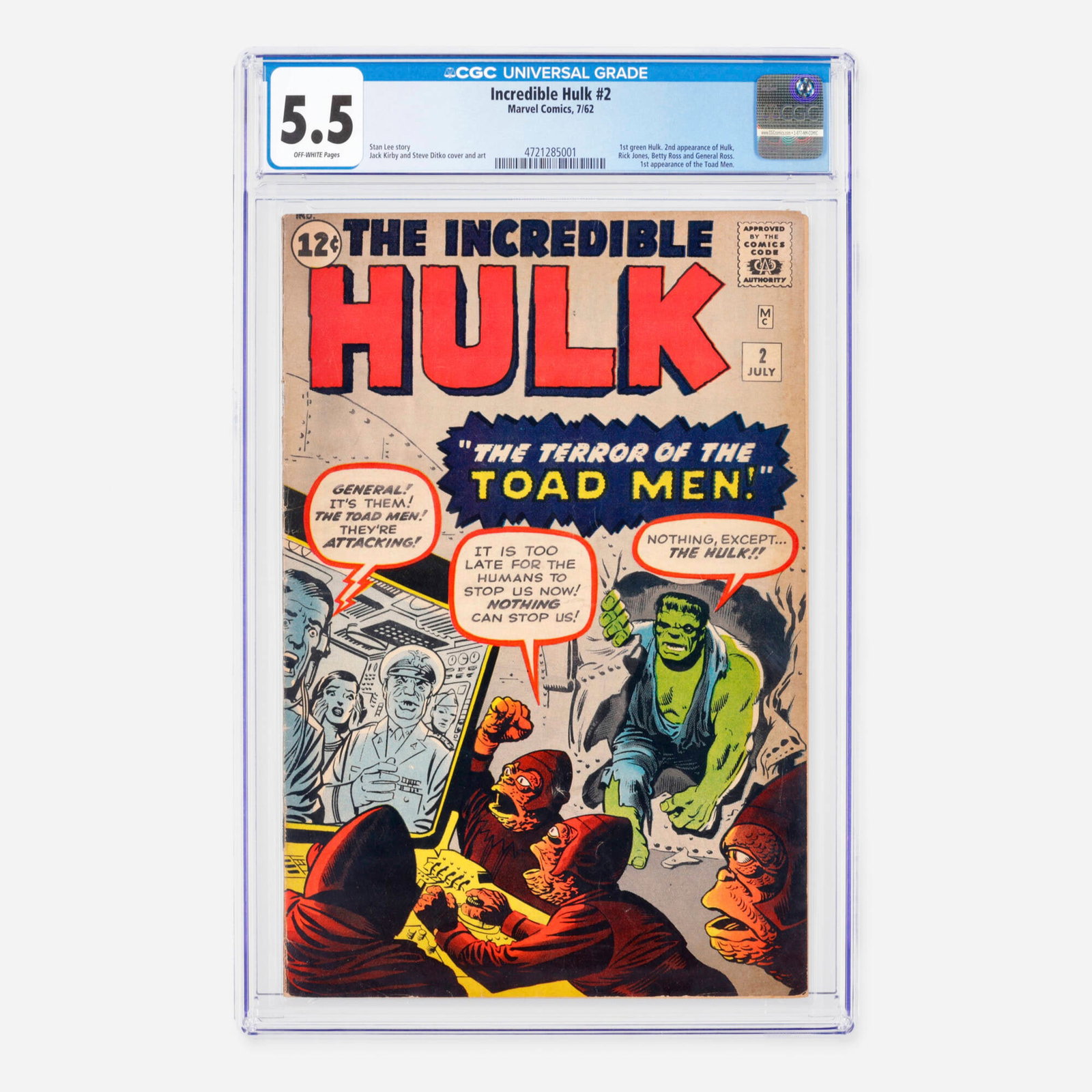 Marvel Comics Incredible Hulk #2 CGC 5.5 (1 of 2)