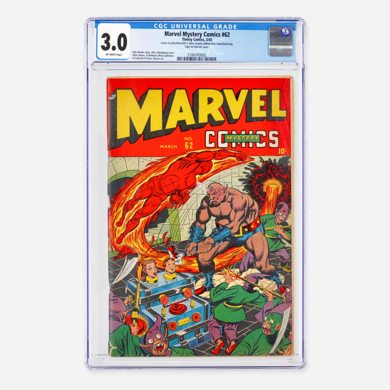 Timely Comics Marvel Mystery Comics #62 CGC 3.0 (1 of 2)