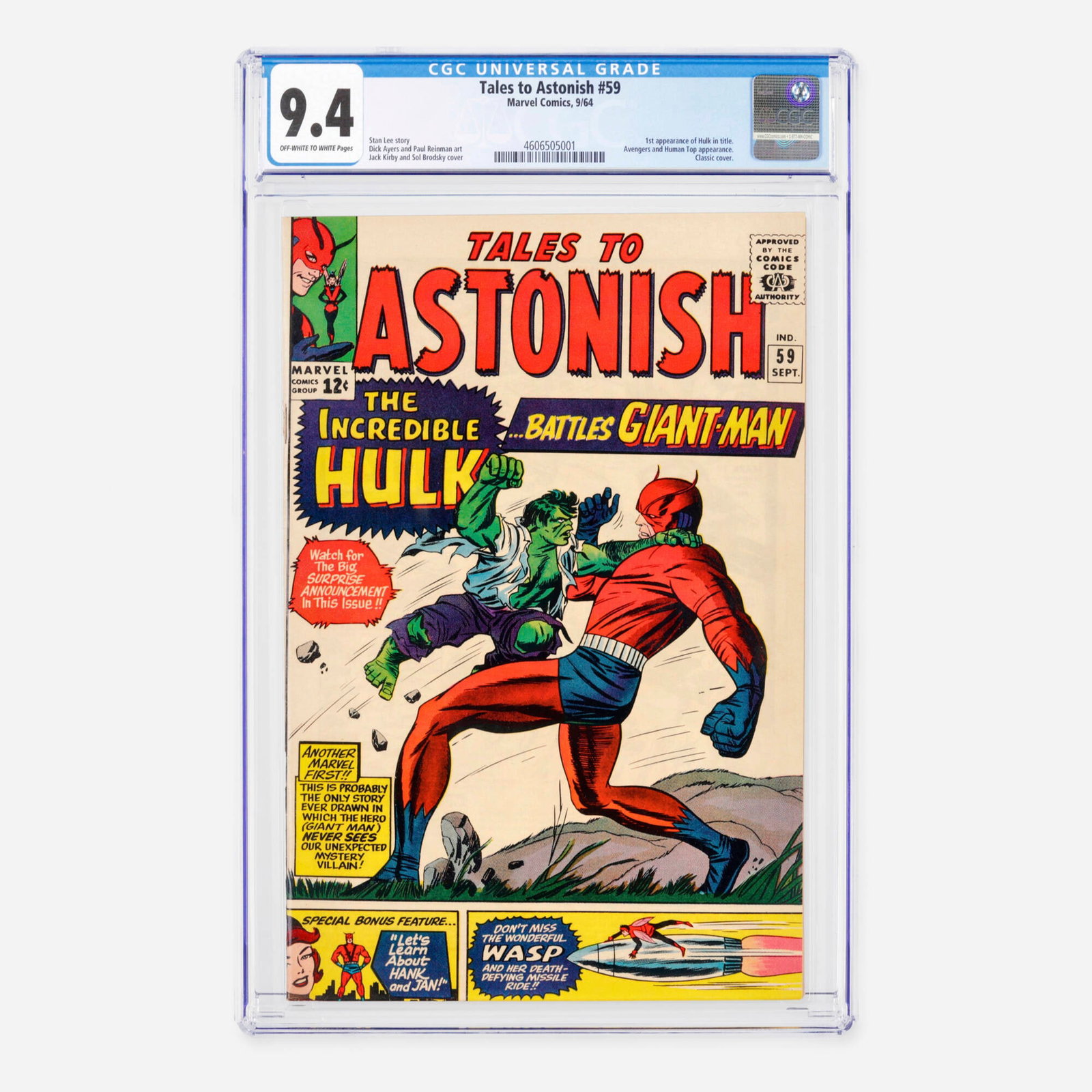 Marvel Comics Tales to Astonish #59 CGC 9.4 (1 of 2)
