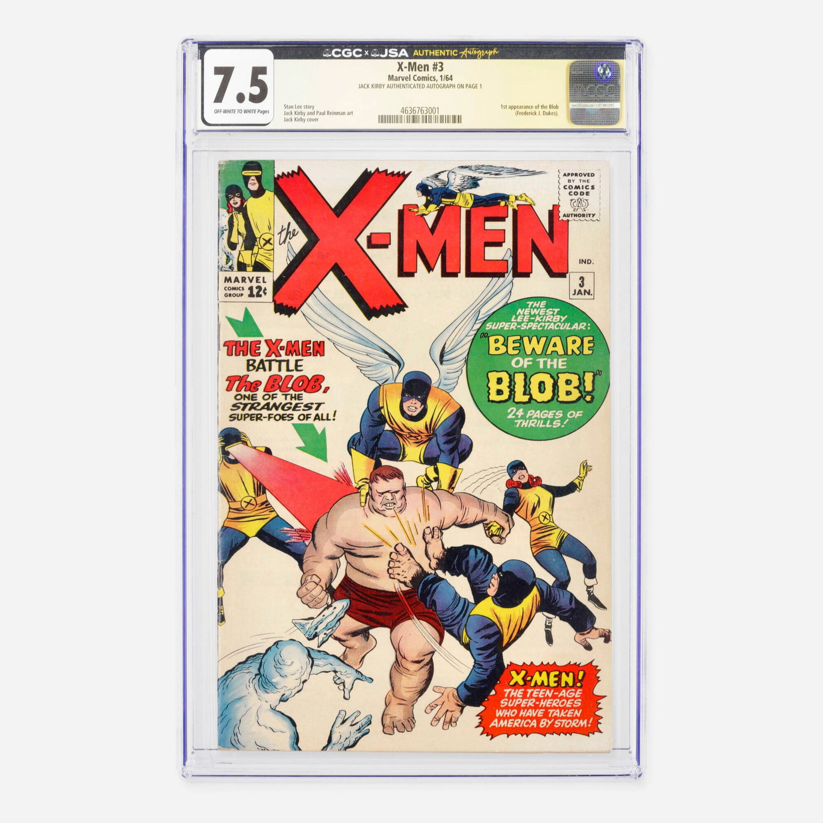 Marvel Comics X-Men #3 CGC 7.5 JSA Jack Kirby (1 of 3)