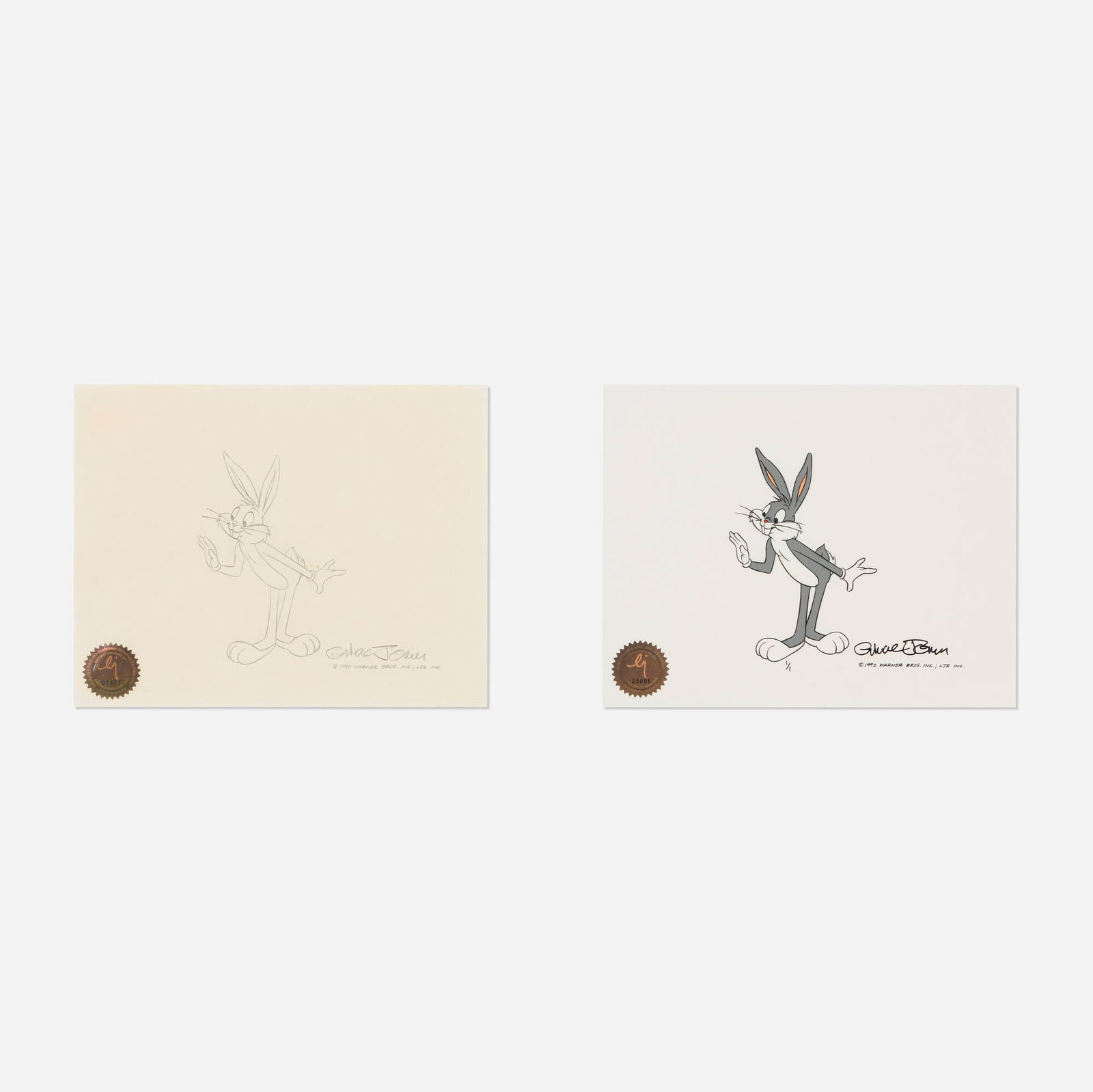 Chuck Jones, Bugs Bunny Original Animation Drawing with Cel (1 of 2)