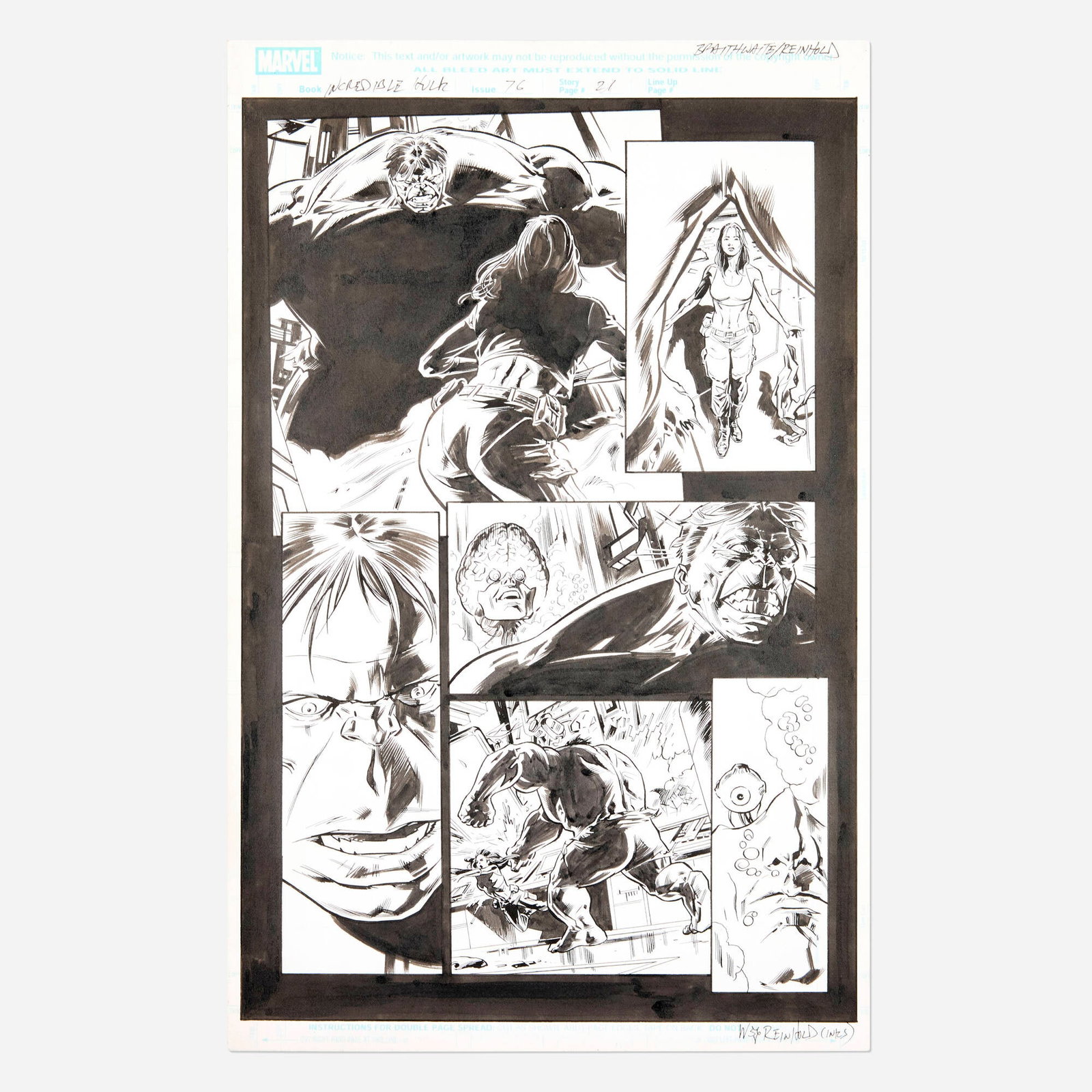 Doug Braithwaite and Bill Reinhold, Incredible Hulk #76 Story Page 21 Original Art (1 of 2)