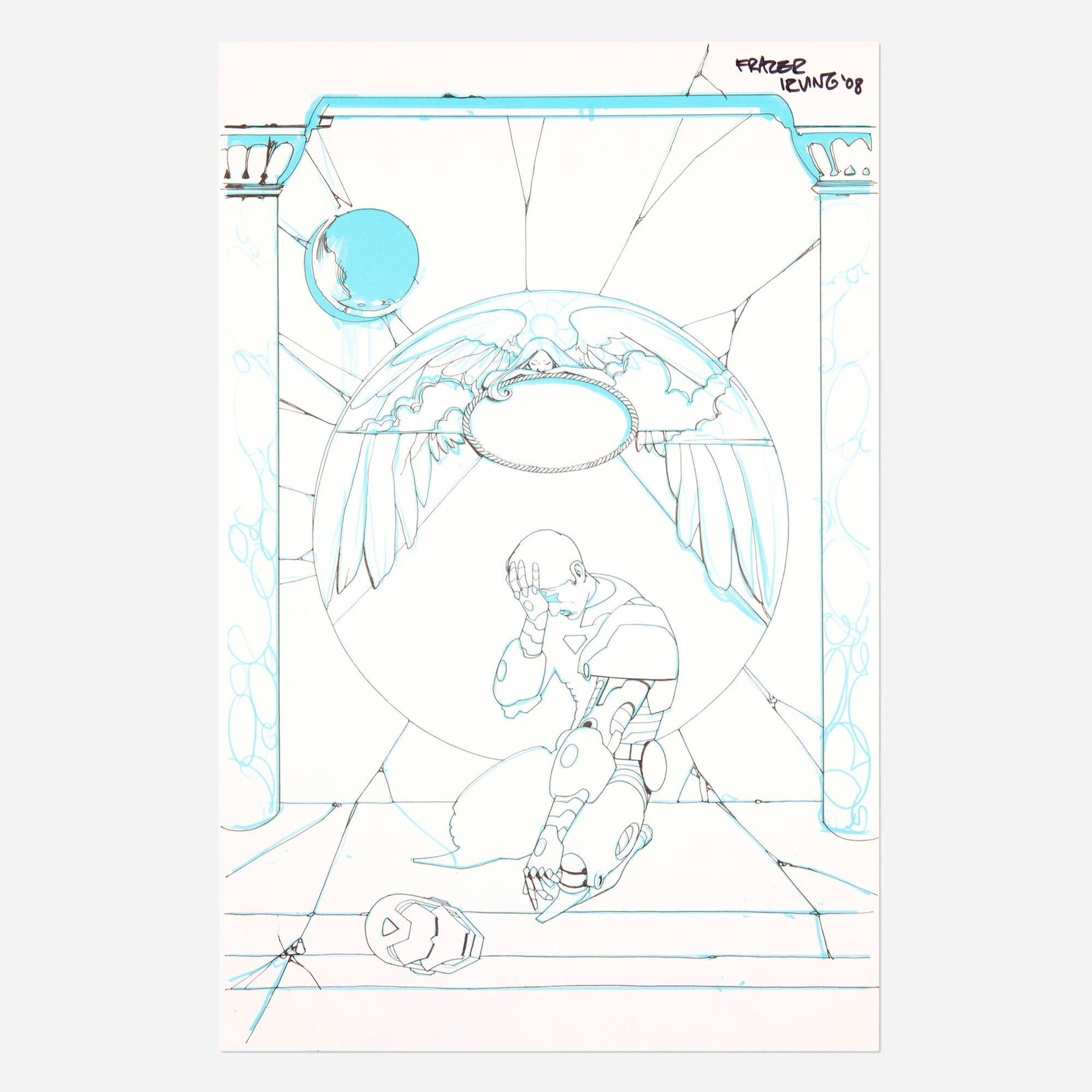 Frazer Irving, Iron Man: The Inevitable #5 Cover Original Art (Marvel Comics, 2006): Frazer Irving Iron Man: The Inevitable #5 Cover Original Art (Marvel Comics, 2006) blueline pencils and original inks on Bristol board 17 h x 11 w in (43 x 28 cm) A striking published cover by Fraze