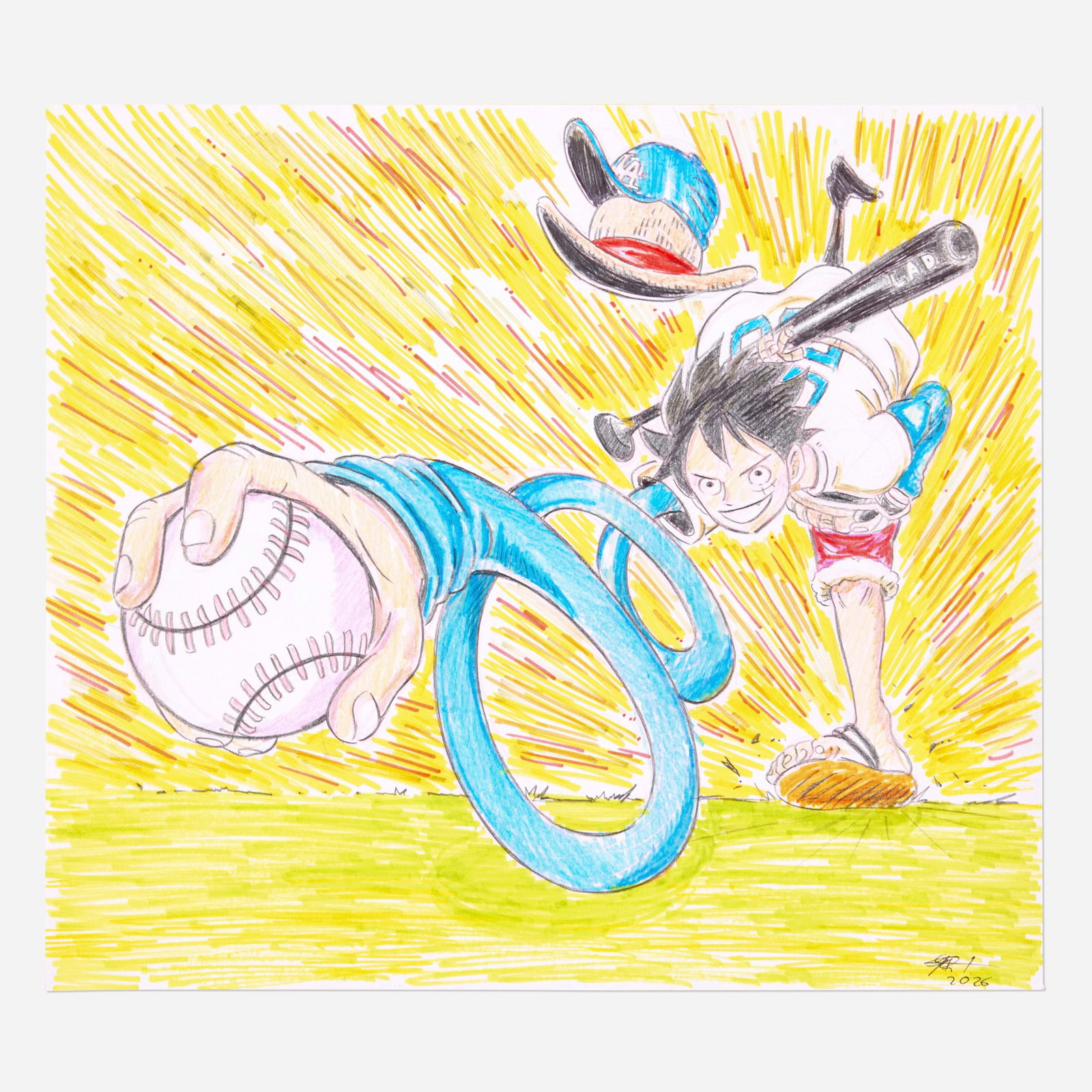 Romeo Anonuevo, One Piece 'Monkey D. Luffy' Shikishi Board Original Art (2026): Romeo Anonuevo One Piece 'Monkey D. Luffy' Shikishi Board Original Art (2026) colored pencils on Shikishi board 9.5 h x 10.75 w in (24 x 27 cm) Condition Notes: Art is in overall ex