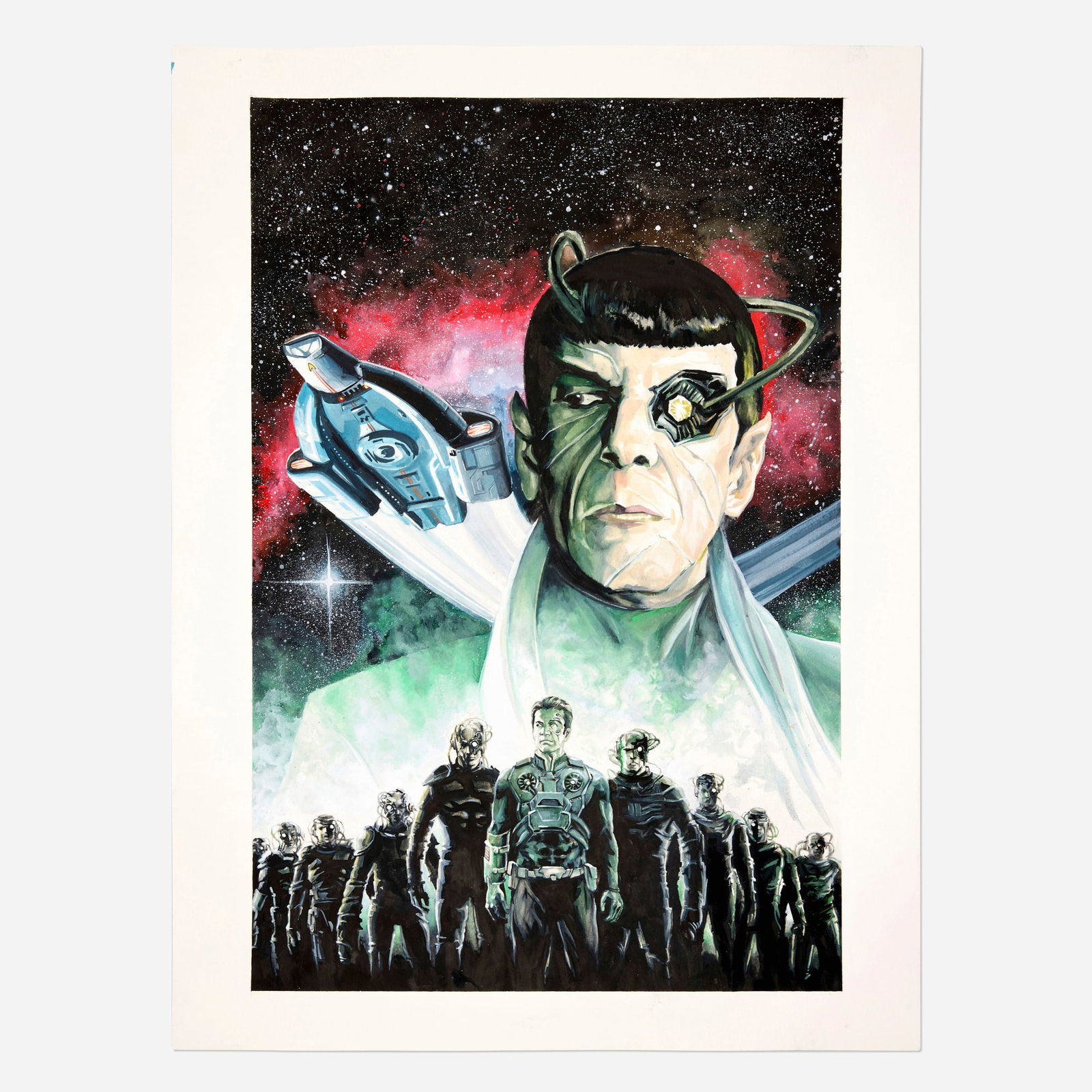 J.K. Woodward, Star Trek: Defiant #26 Variant Cover Original Art (IDW, 2025): J.K. Woodward Star Trek: Defiant #26 Variant Cover Original Art (IDW, 2025) pencil, ink, and watercolor on Bristol board 24 h x 18 w in (61 x 46 cm) Condition Notes: Art is in overa