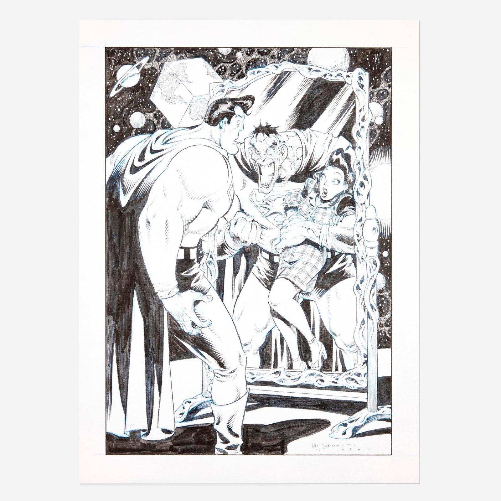 Shawn McManus, Superman, Lois Lane and Bizarro Original Art Illustration (2023) (1 of 2)