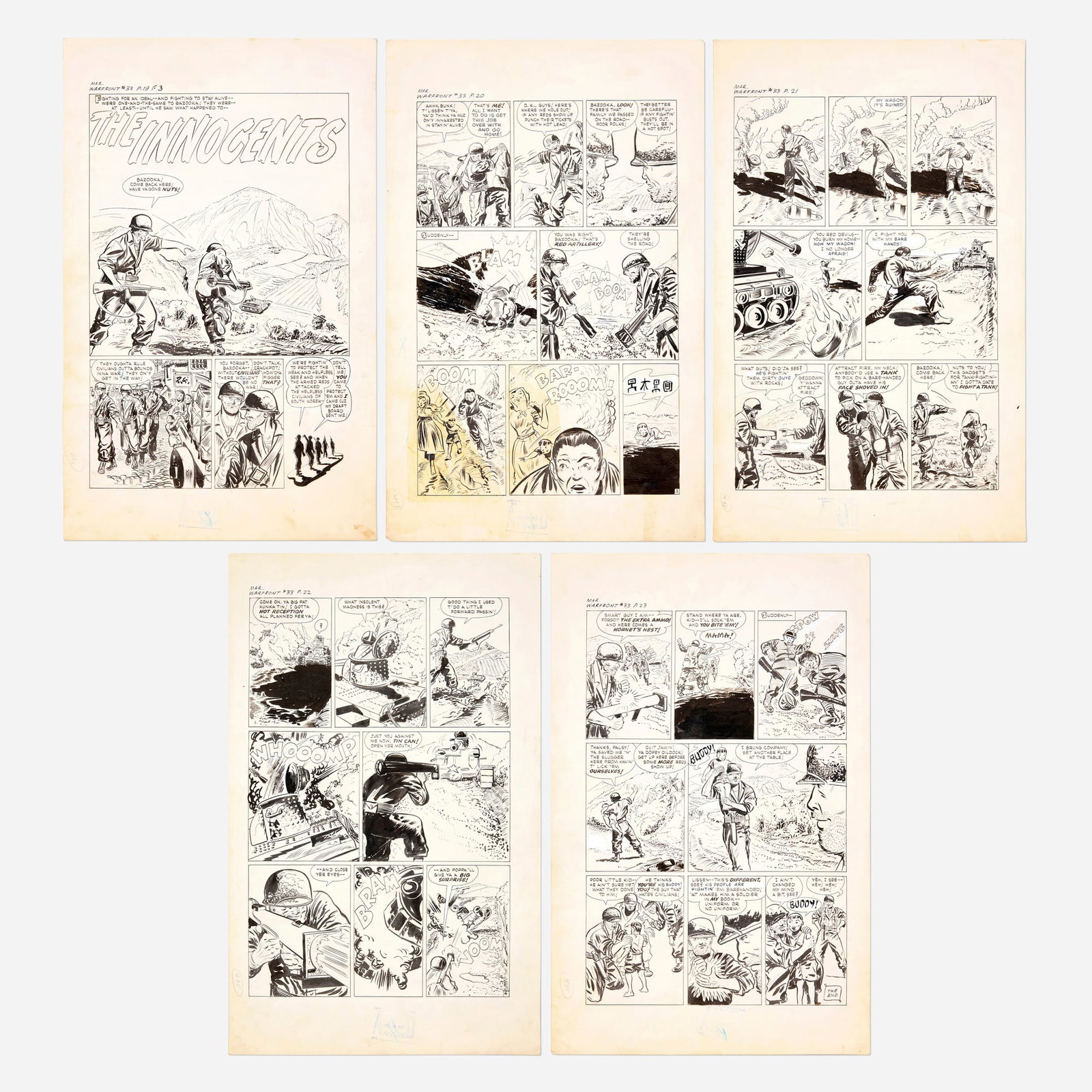 Warfront #33 'The Innocents' Complete Story Pages 19, 20, 21, 22, and 23 Original Art (1 of 2)
