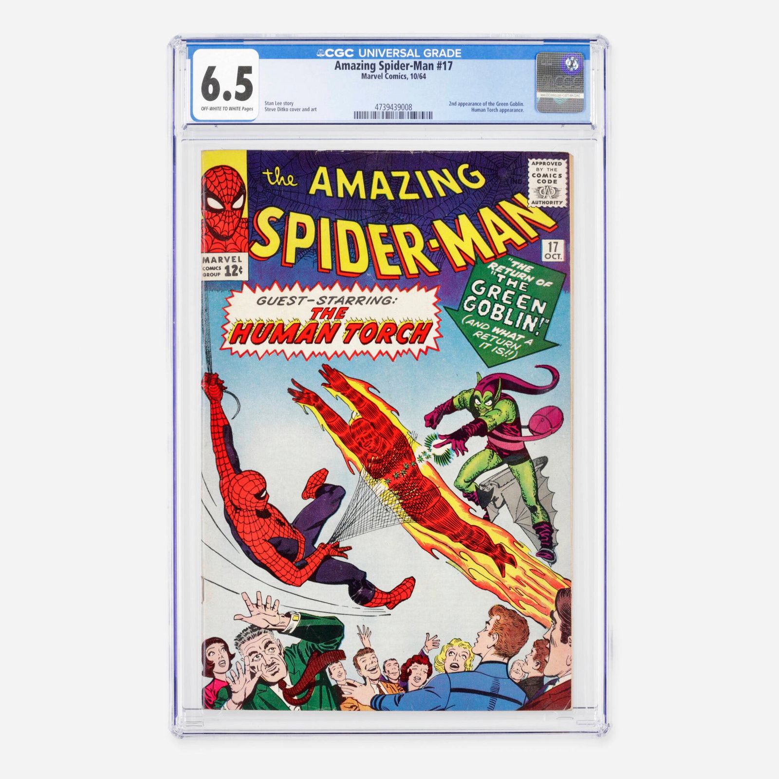 Marvel Comics Amazing Spider-Man #17 CGC 6.5: Marvel Comics Amazing Spider-Man #17 CGC 6.5 USA, 1964 This early Silver Age issue features the significant second appearance of the Green Goblin, along with a guest appearance by the Human Torch. The