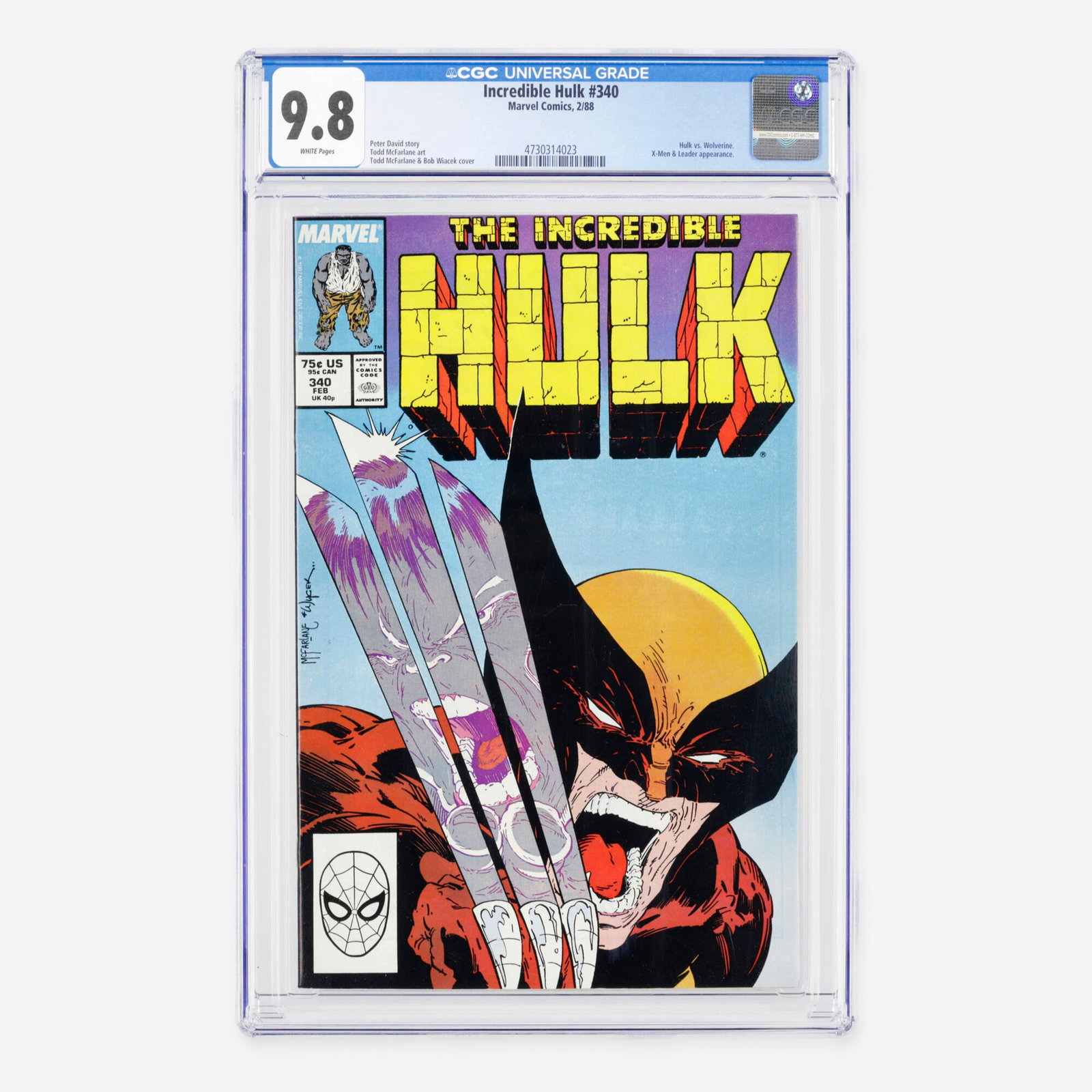 Marvel Comics Incredible Hulk #340 CGC 9.8: Marvel Comics Incredible Hulk #340 CGC 9.8 USA, 1988 This iconic modern key issue features a classic showdown between the Hulk and Wolverine, alongside appearances by the X-Men and the Leader. The sto