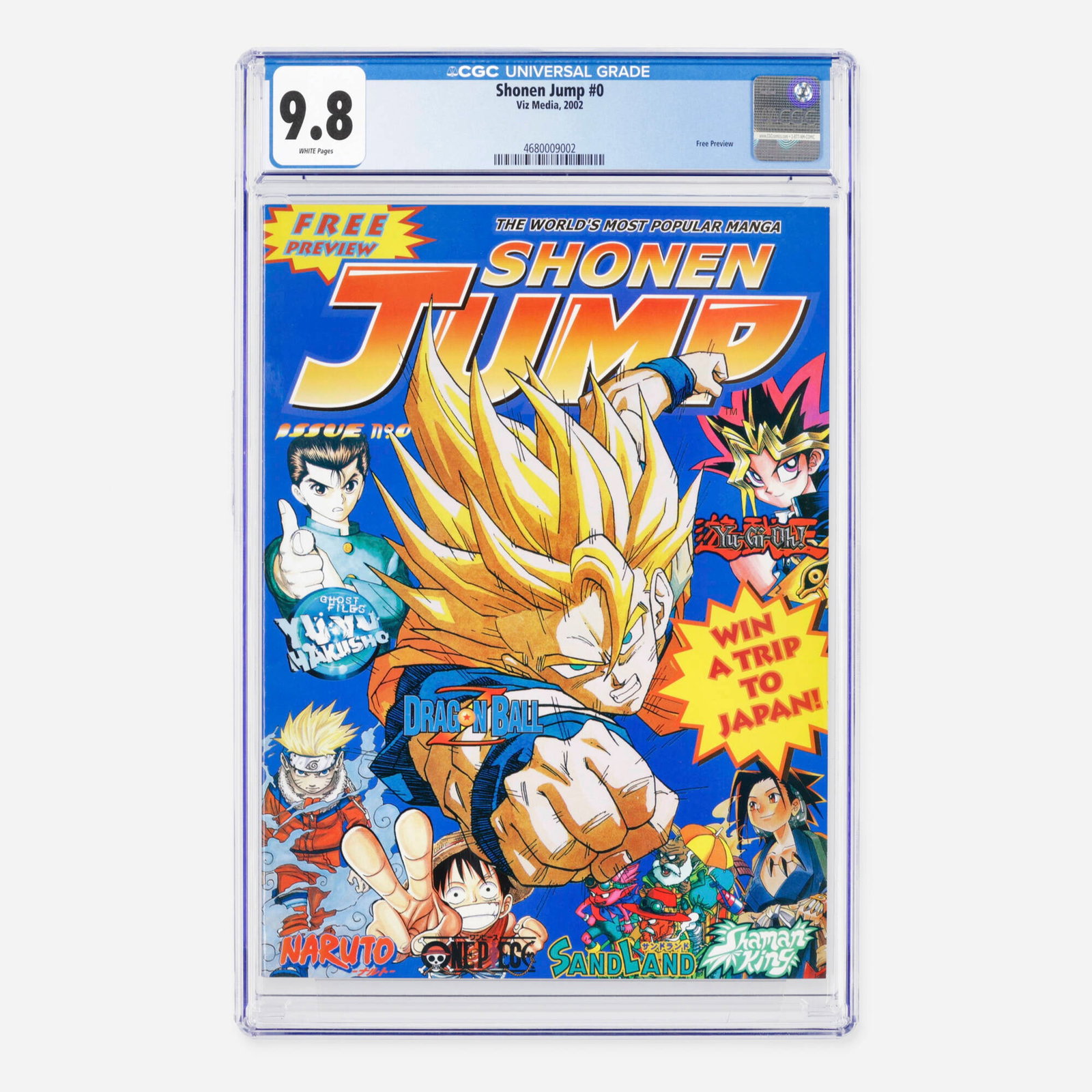 Viz Media Shonen Jump #0 CGC 9.8: Viz Media Shonen Jump #0 CGC 9.8 USA, 2002 This Modern Age promotional issue serves as a rare Free Preview that introduced a generation of North American readers to iconic manga anthologies. Because i