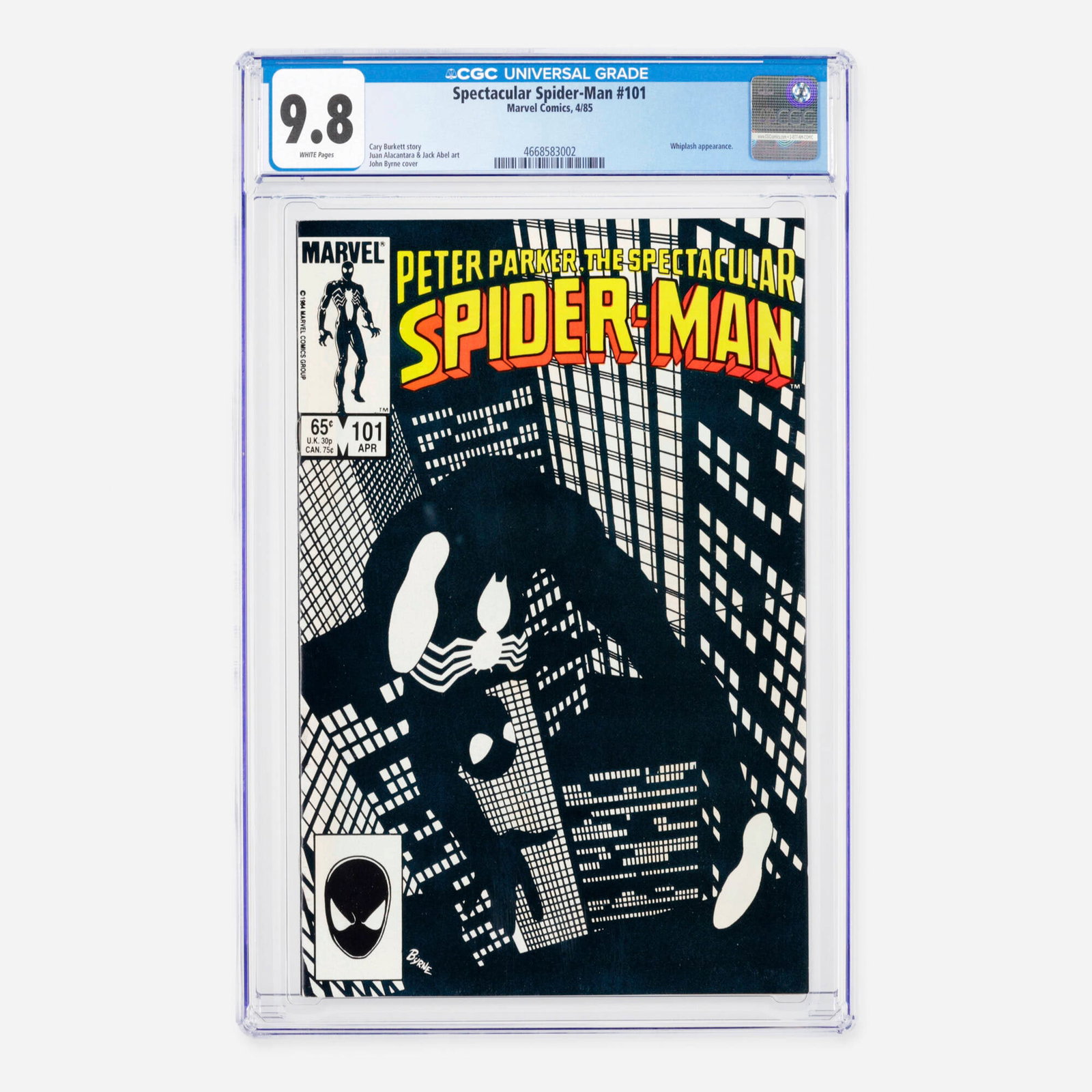 Marvel Comics Spectacular Spider-Man #101 CGC 9.8: Marvel Comics Spectacular Spider-Man #101 CGC 9.8 USA, 1985 This Bronze Age issue features a dynamic Whiplash appearance within a story scripted by Cary Burkett. The book showcases interior art by Jua
