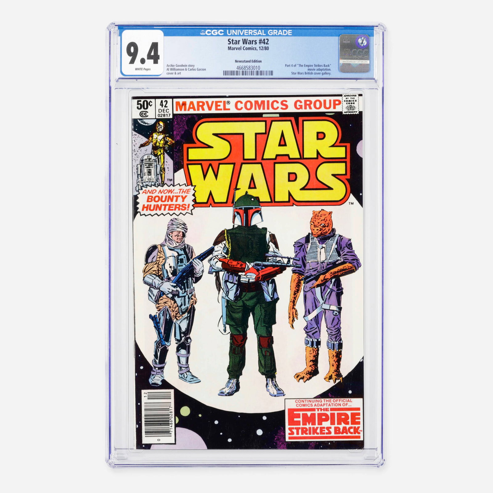 Marvel Comics Star Wars #42 CGC 9.4 Newsstand (1 of 2)