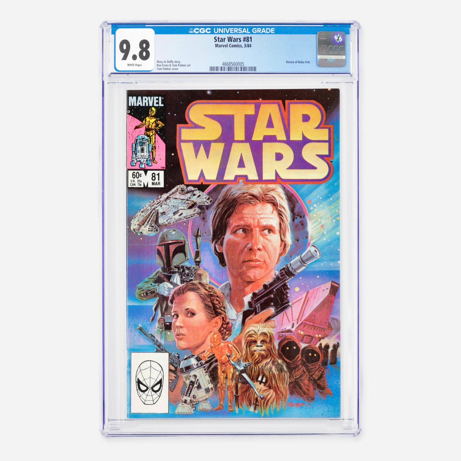 Marvel Comics Star Wars #81 CGC 9.8: Marvel Comics Star Wars #81 CGC 9.8 USA, 1984 This key Bronze Age installment features the highly celebrated Return of Boba Fett. The story is written by Mary Jo Duffy, with dynamic interior artwork b
