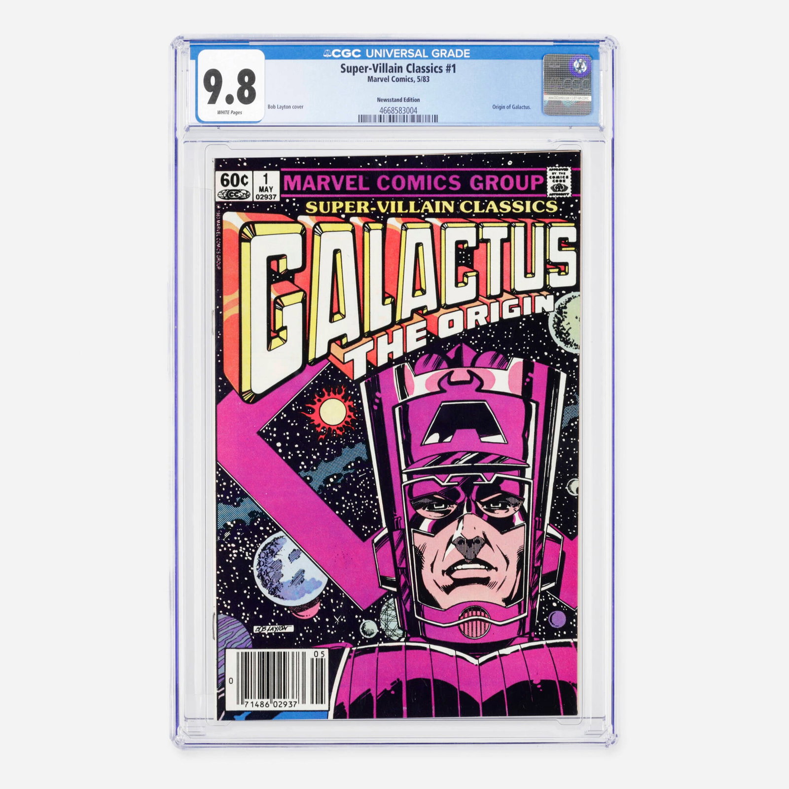 Marvel Comics Super-Villain Classics #1 CGC 9.8 Newsstand: Marvel Comics Super-Villain Classics #1 CGC 9.8 Newsstand USA, 1983 This Bronze Age anthology issue details the definitive origin of Galactus, encased in a powerful Bob Layton cover. Top Population! C