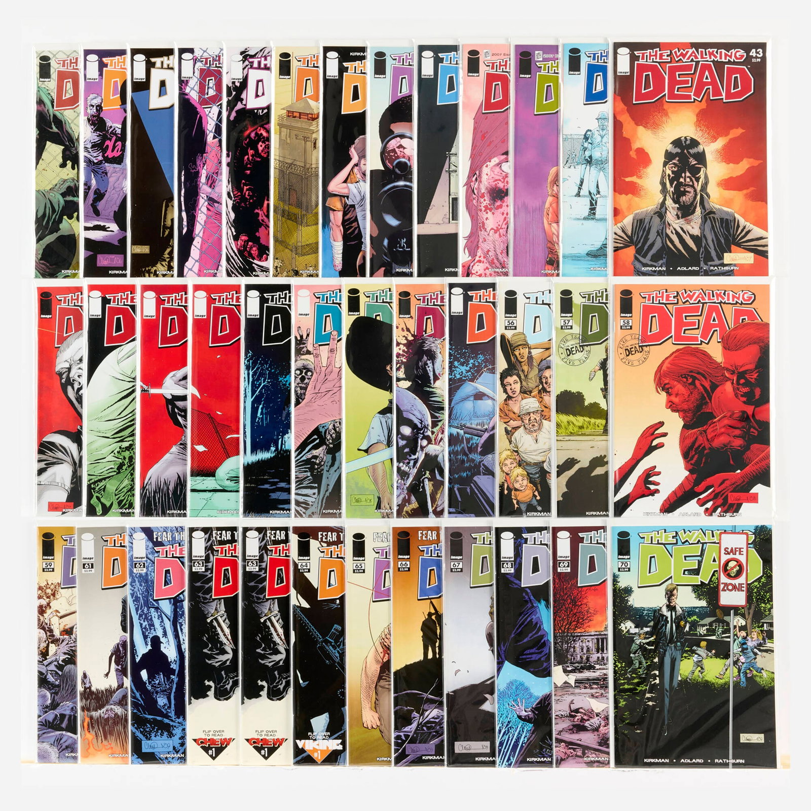 37 Image Comics Walking Dead #31-#70 Group: 37 Image Comics Walking Dead #31-#70 Group USA, 21st Century Group includes: Image Comics Walking Dead #31-#47, #49, #51, #52, #54-#59, #61, #62, #63 (x2), #64-#70 (Grades range 8.5-9.2).