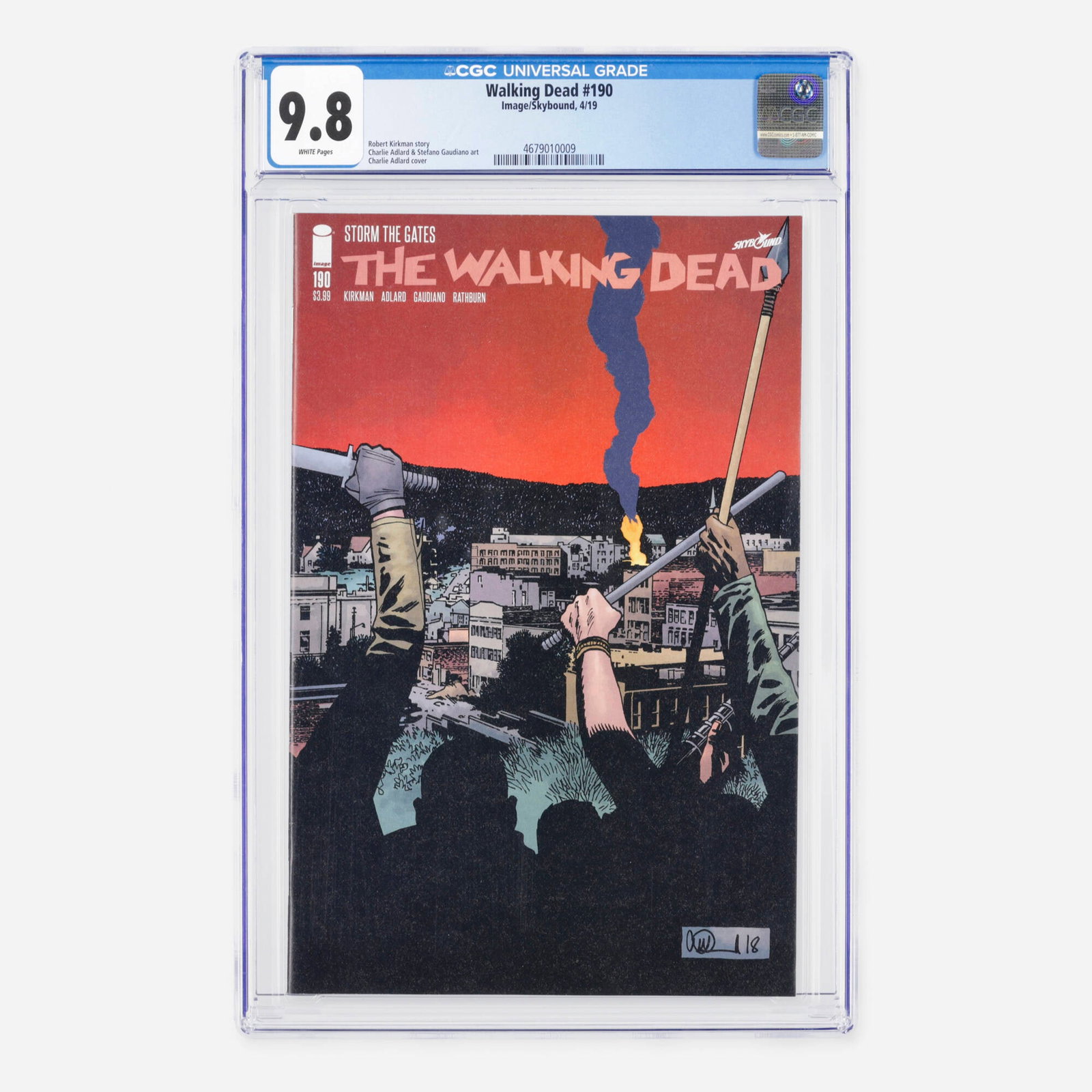 Image/Skybound Walking Dead #190 CGC 9.8: Image/Skybound Walking Dead #190 CGC 9.8 USA, 2019 This late-series issue features a story written by creator Robert Kirkman with interior artwork and an outer cover illustration by Charlie Adlard, al