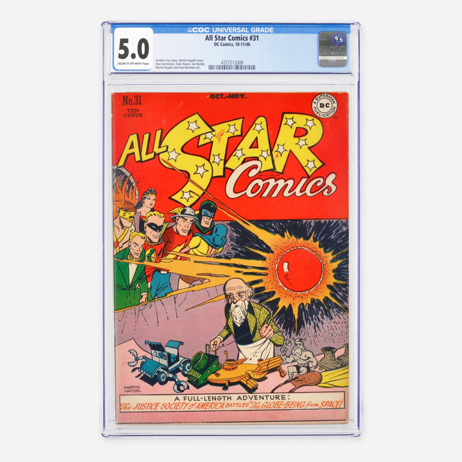 DC Comics All Star Comics #31 CGC 5.0: DC Comics All Star Comics #31 CGC 5.0 USA, 1946 This classic Golden Age treasure showcases a full-length adventure tracking the legendary Justice Society of America. Renowned writer Gardner Fox delive