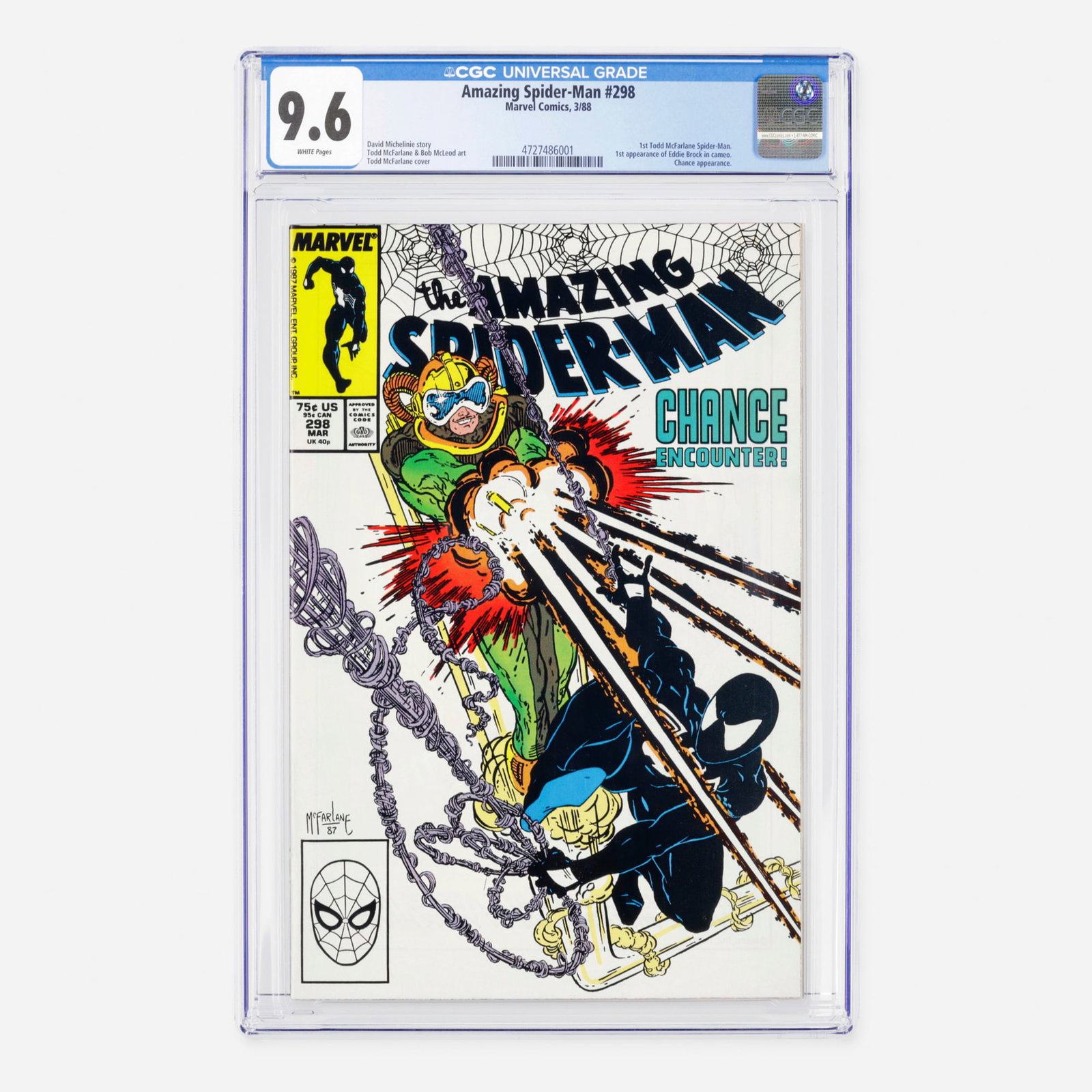 Marvel Comics Amazing Spider-Man #298 CGC 9.6: Marvel Comics Amazing Spider-Man #298 CGC 9.6 USA, 1988 This seminal Modern Age key issue marks a legendary turning point for the wall-crawler, featuring the historic first Todd McFarlane Spider-Man a